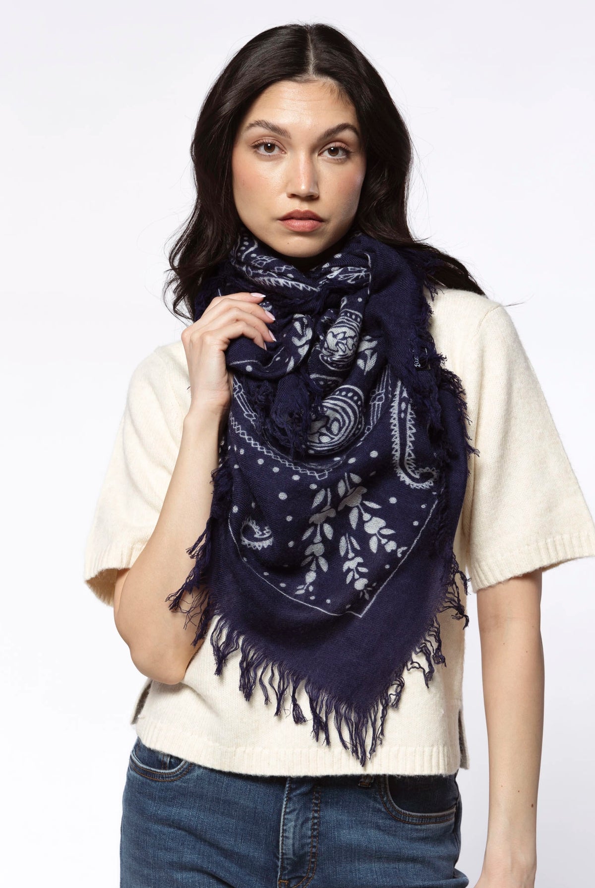 swatch_Indigo cashmere bandana scarf