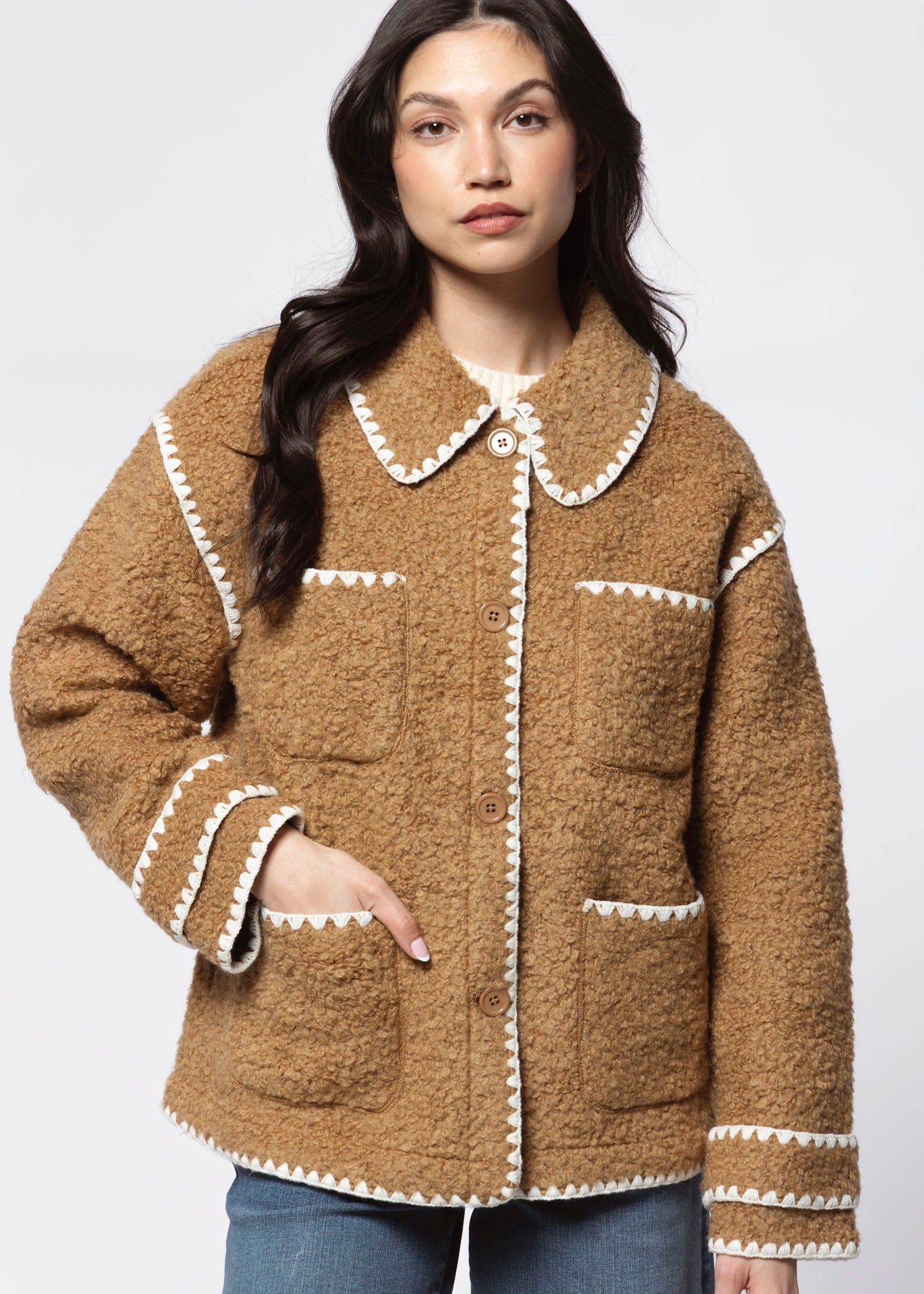 swatch_Tan shearling jacket