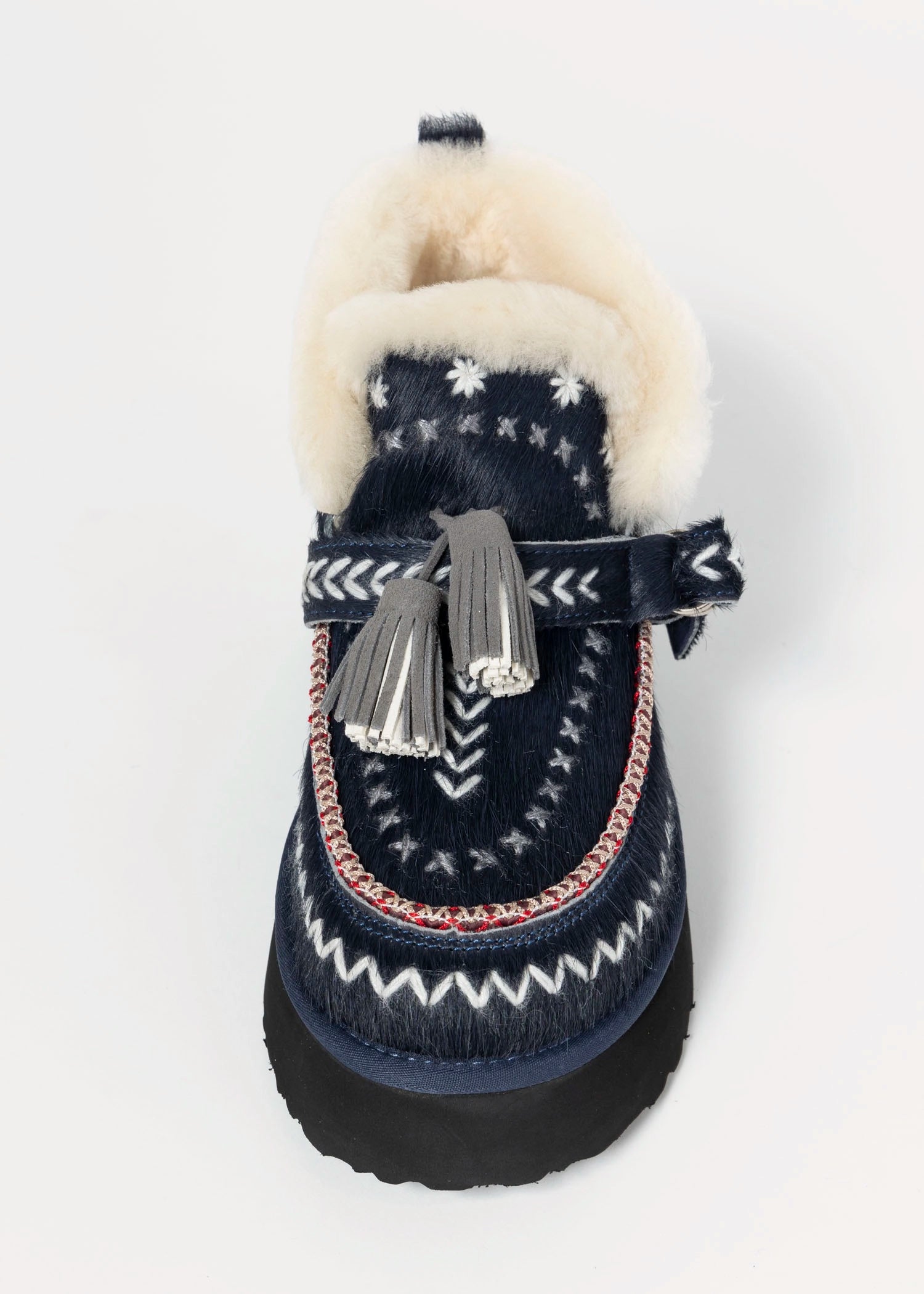 swatch_Navy Haircalf shearling lined boot