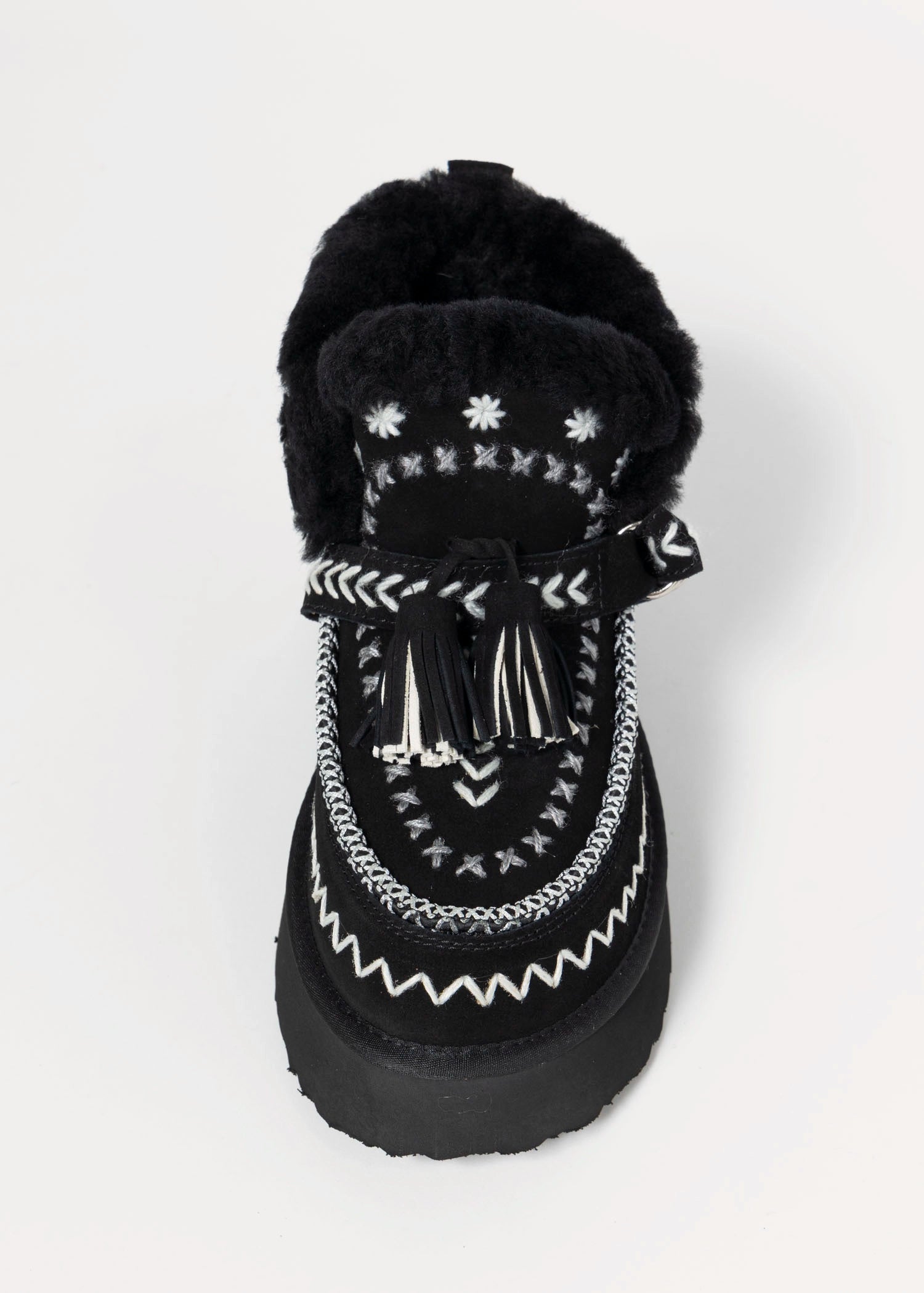 swatch_Black Suede shearling lined boot