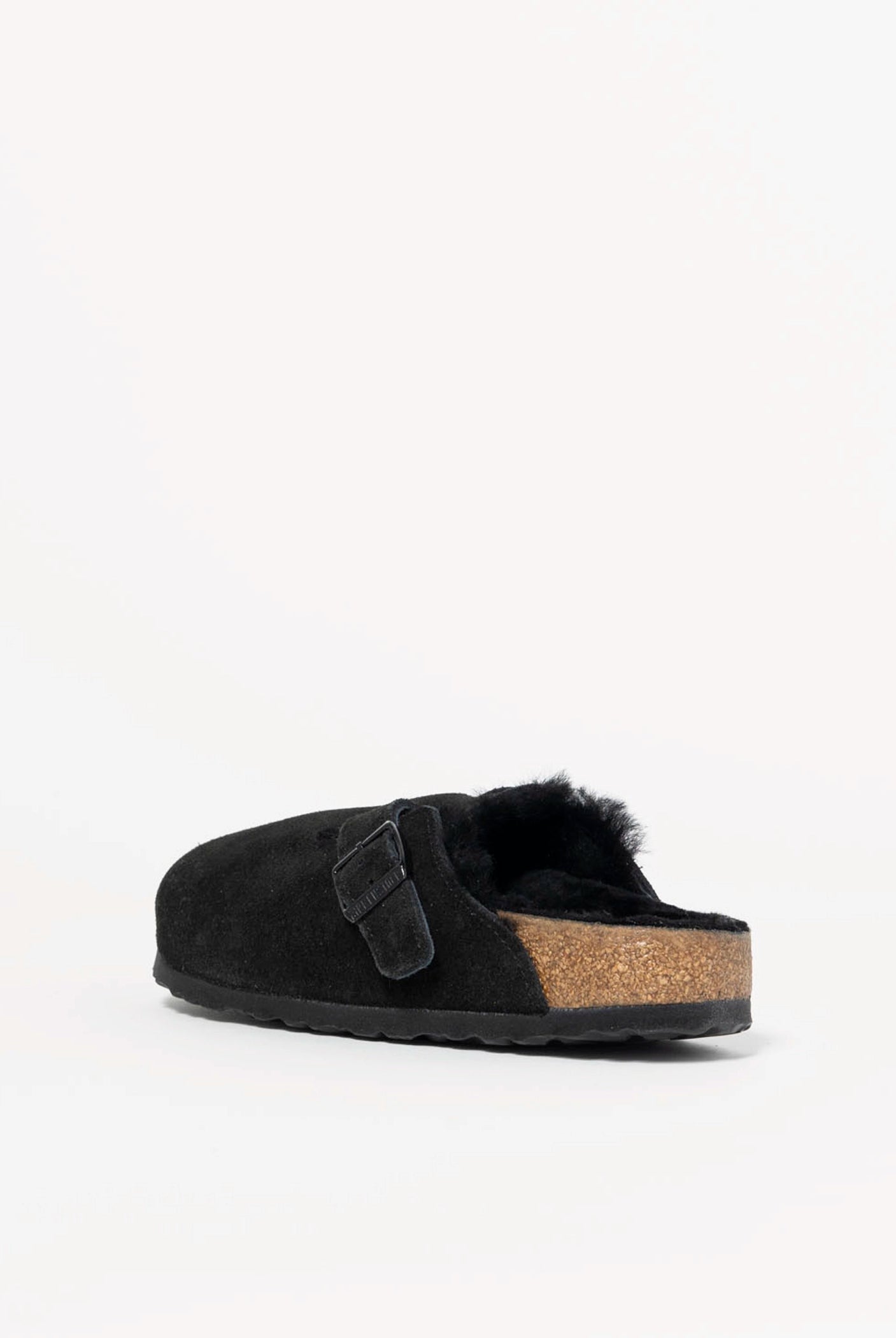 swatch_Black suede boston shearling clog clogs