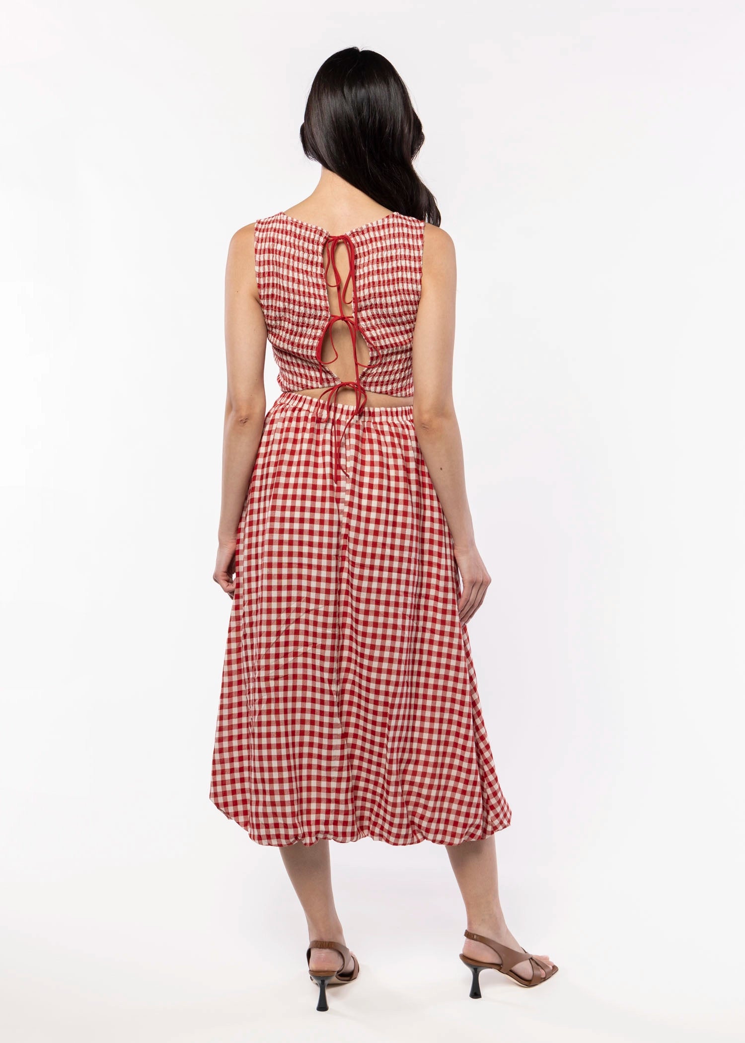 swatch_Red/Ivory sadie and sage gingham midi dress