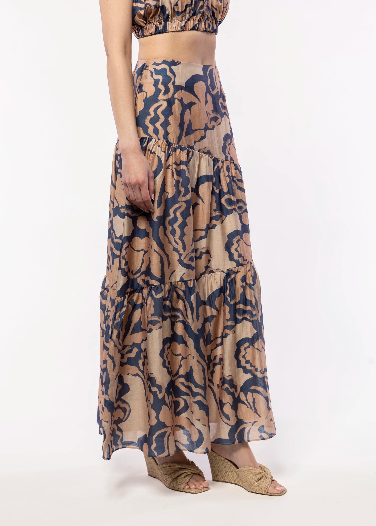 swatch_Navy Multi sadie and sage wild city maxi skirt