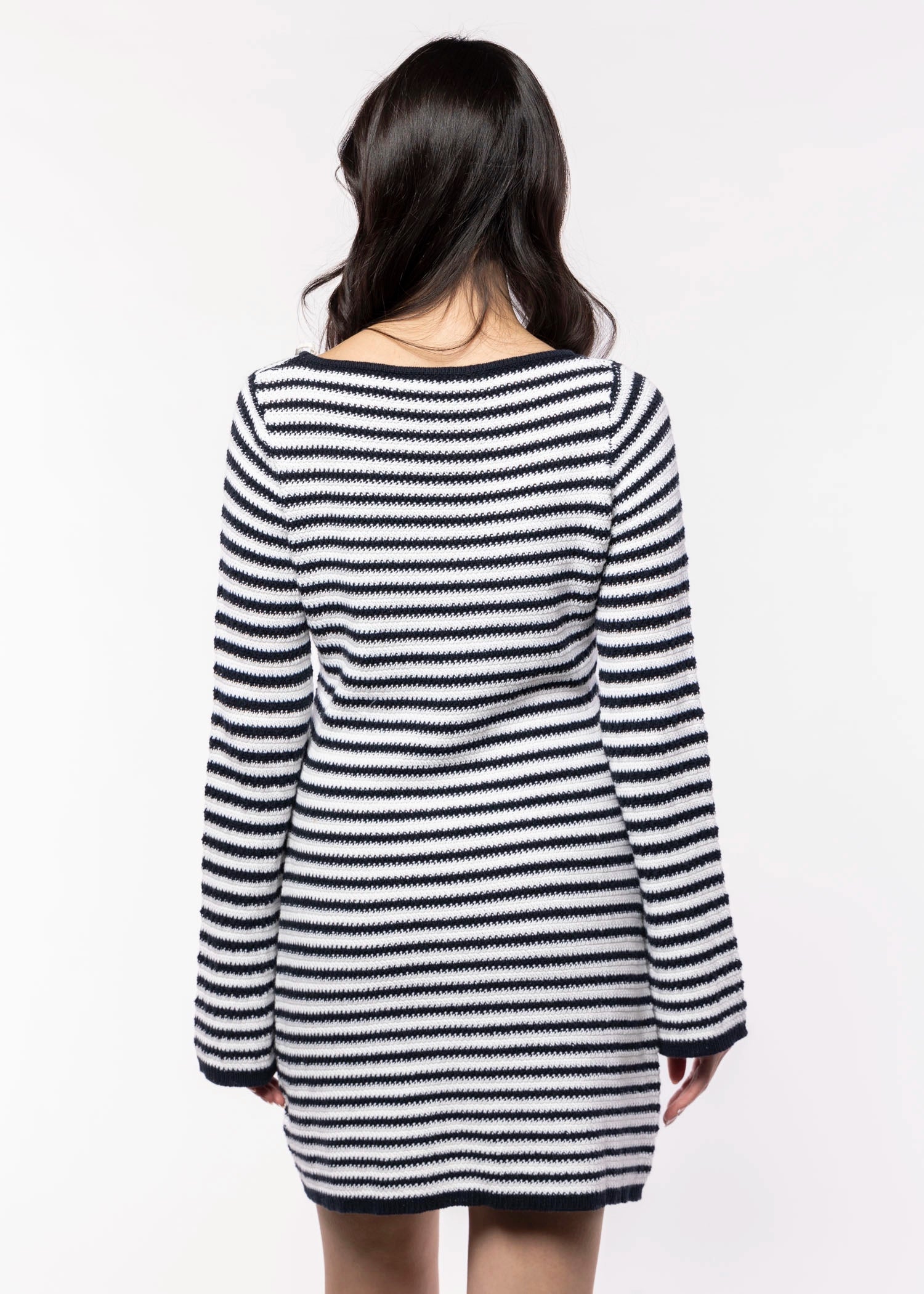 swatch_White/Navy knit mini dress