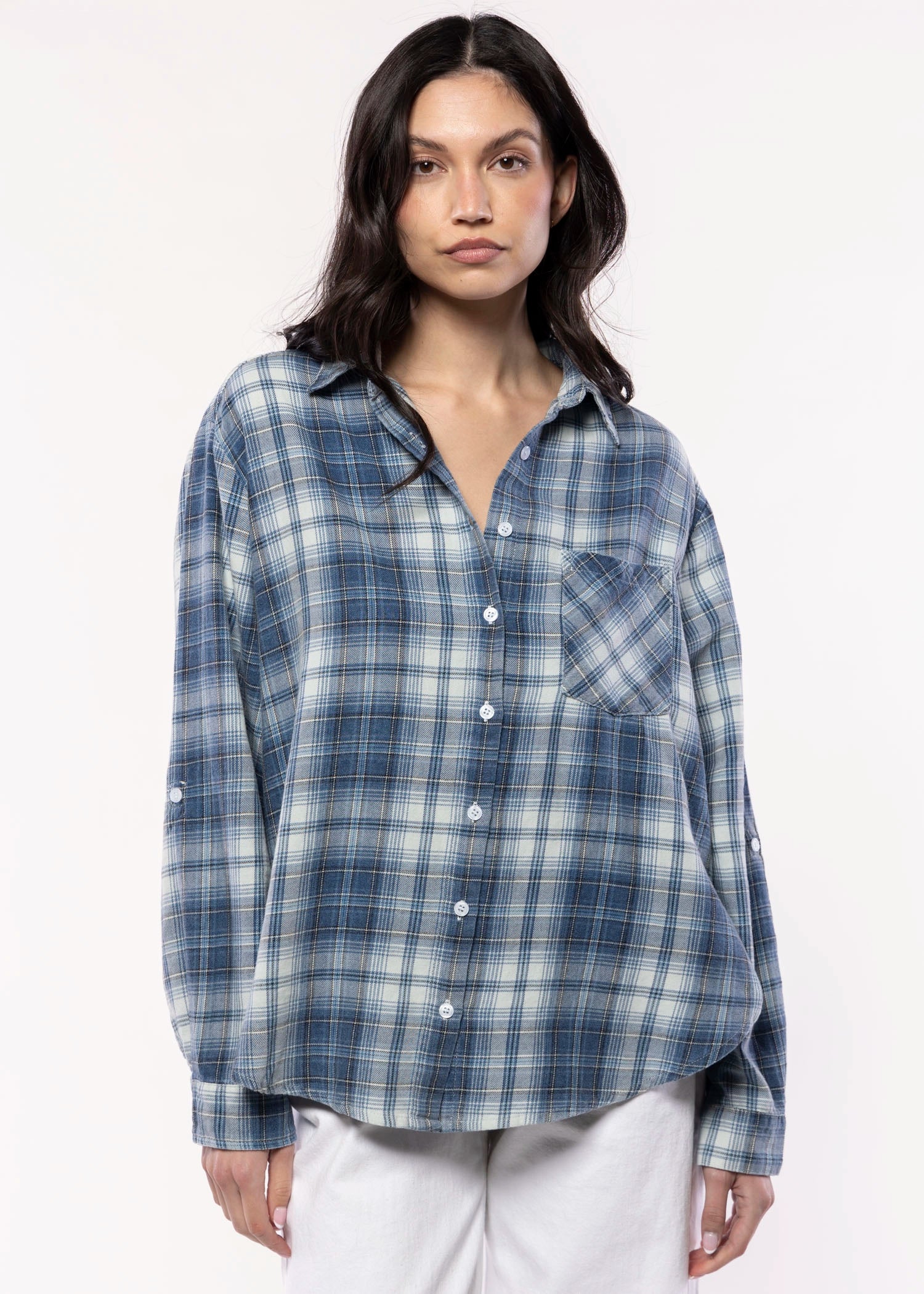 swatch_Blue cotton plaid shirt