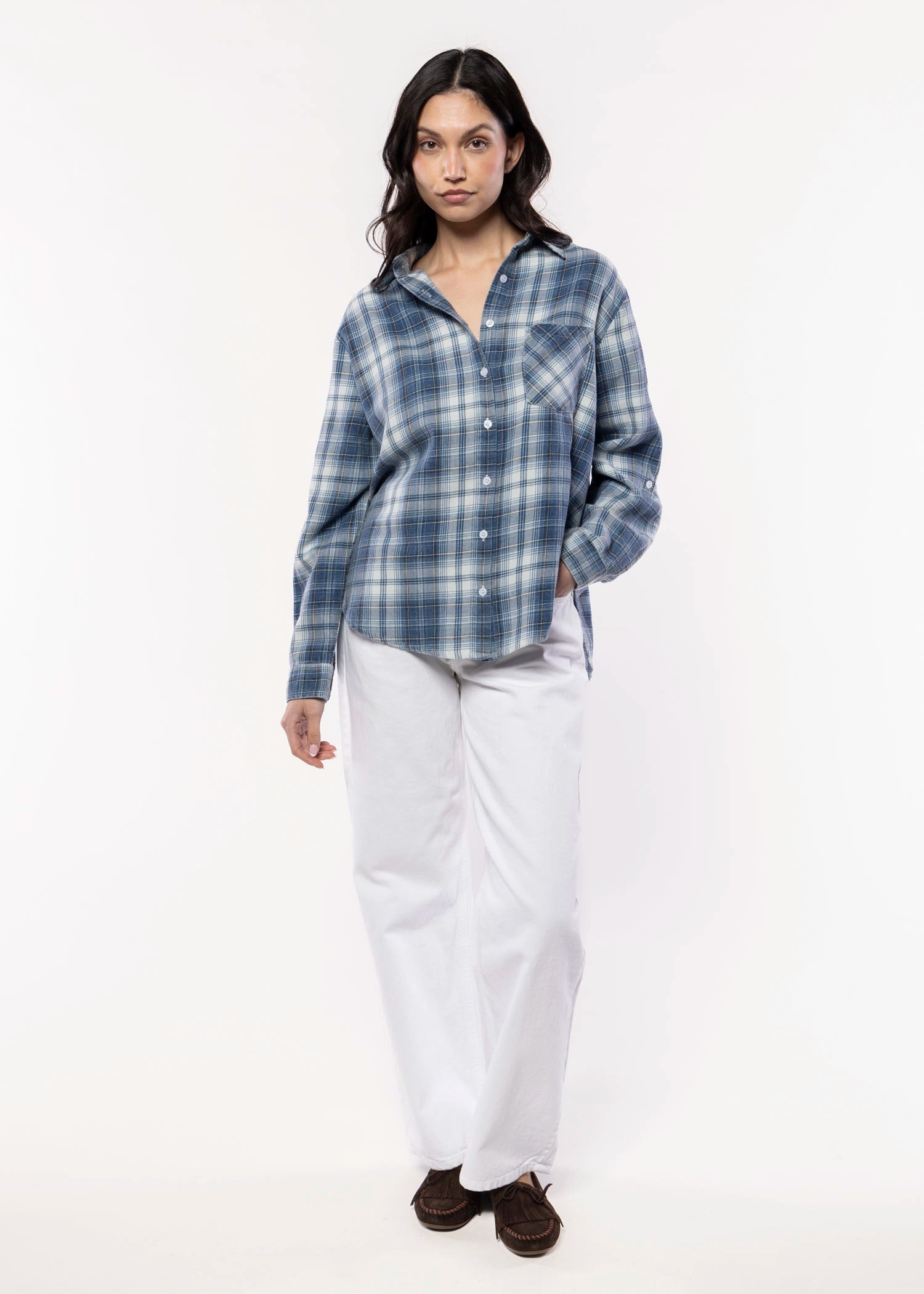 swatch_Blue cotton plaid shirt