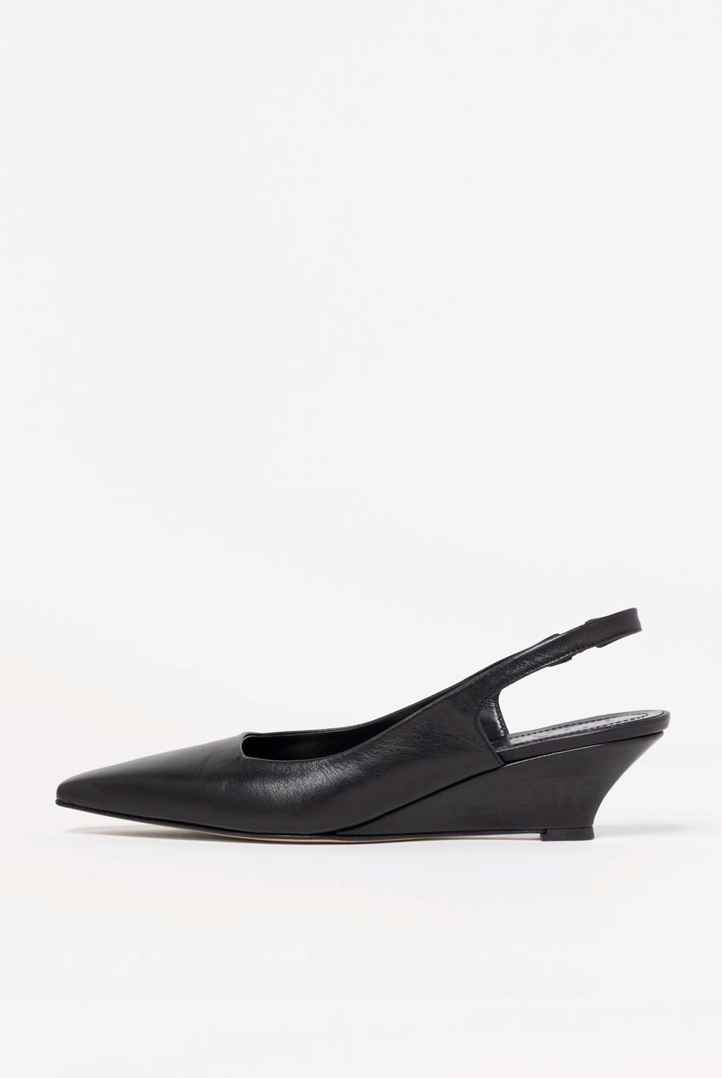 swatch_Black Leather slingback wedge