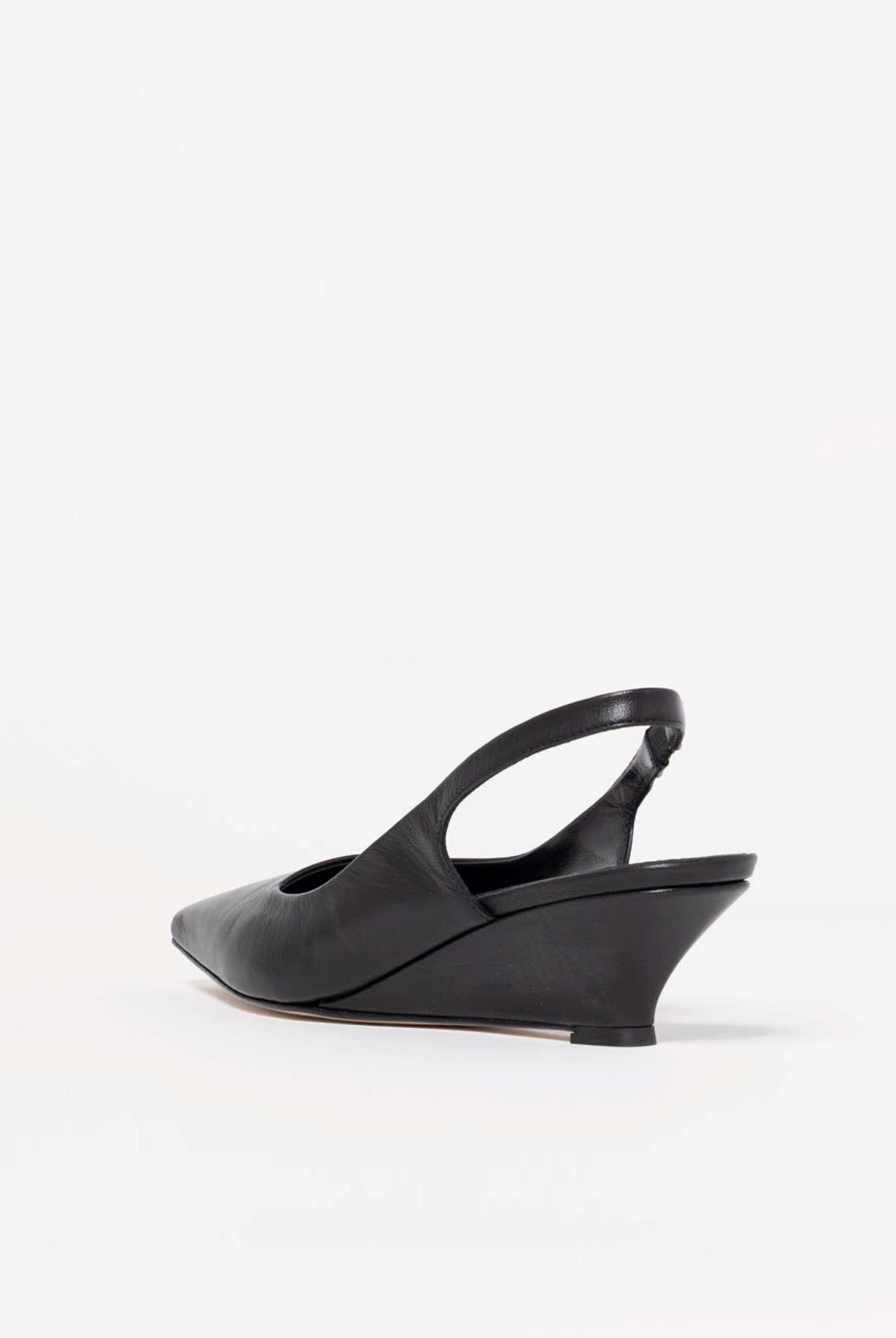 swatch_Black Leather slingback wedge