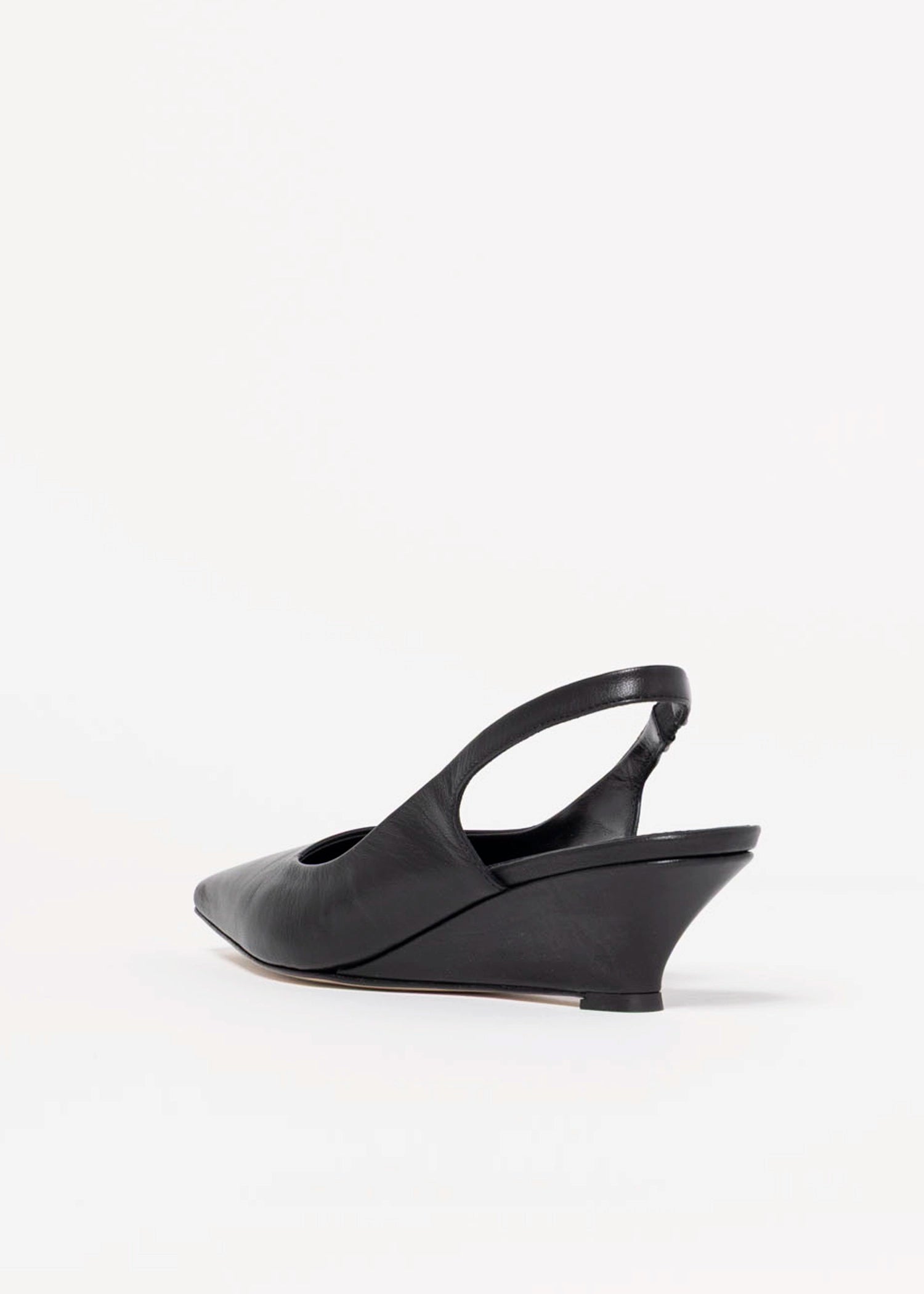 swatch_Black Leather slingback wedge