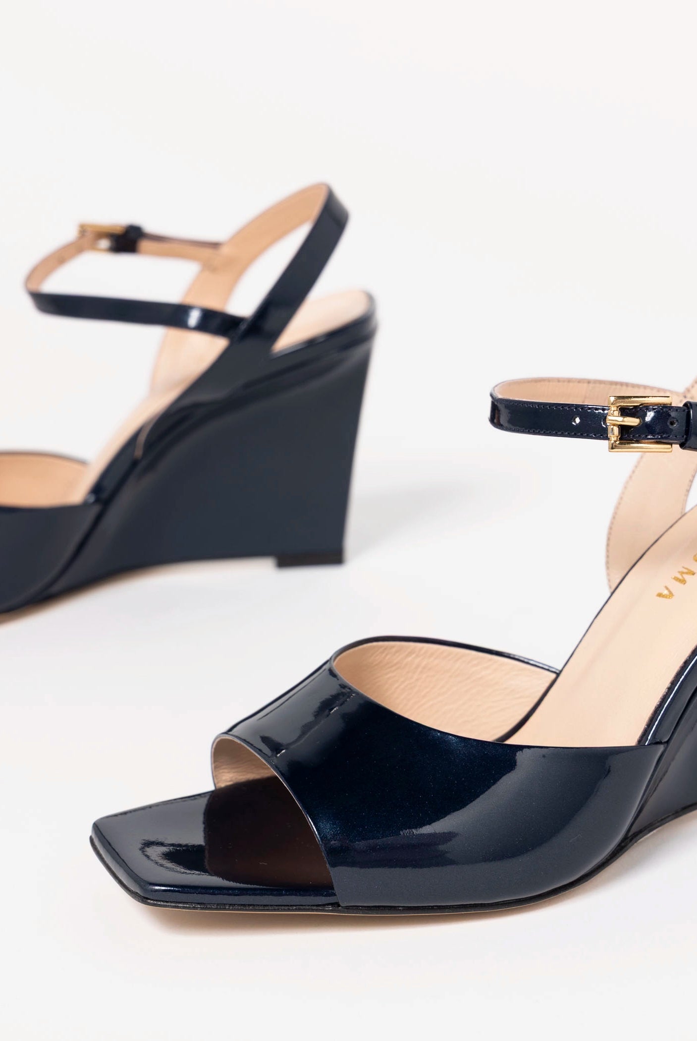 swatch_Navy Patent wedge sandal