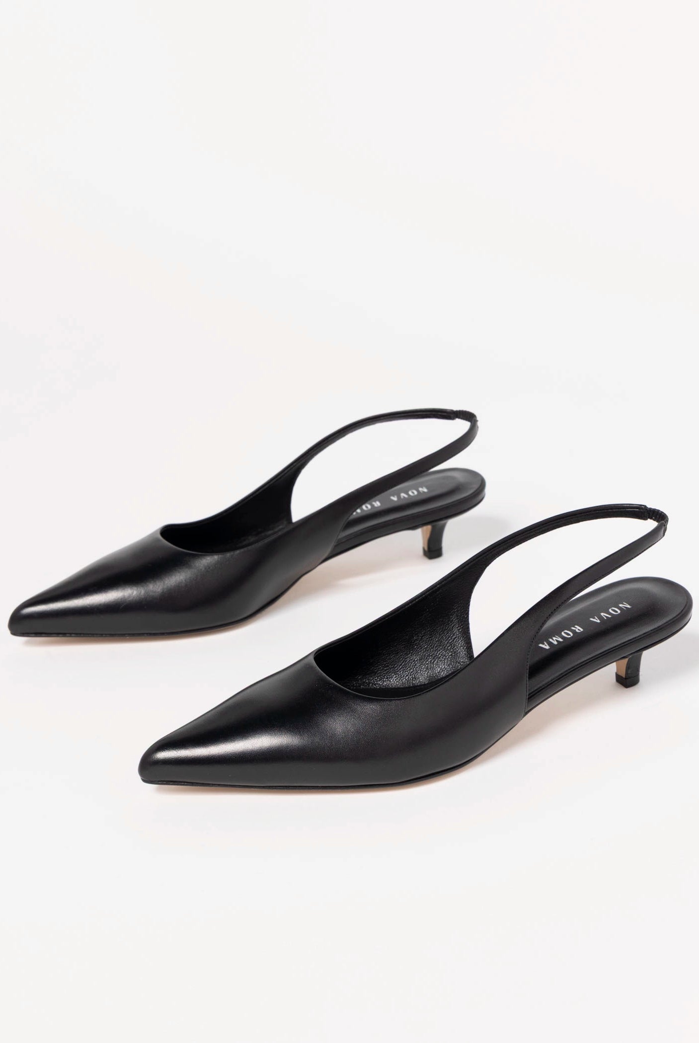 swatch_Black Leather kitten heel pump