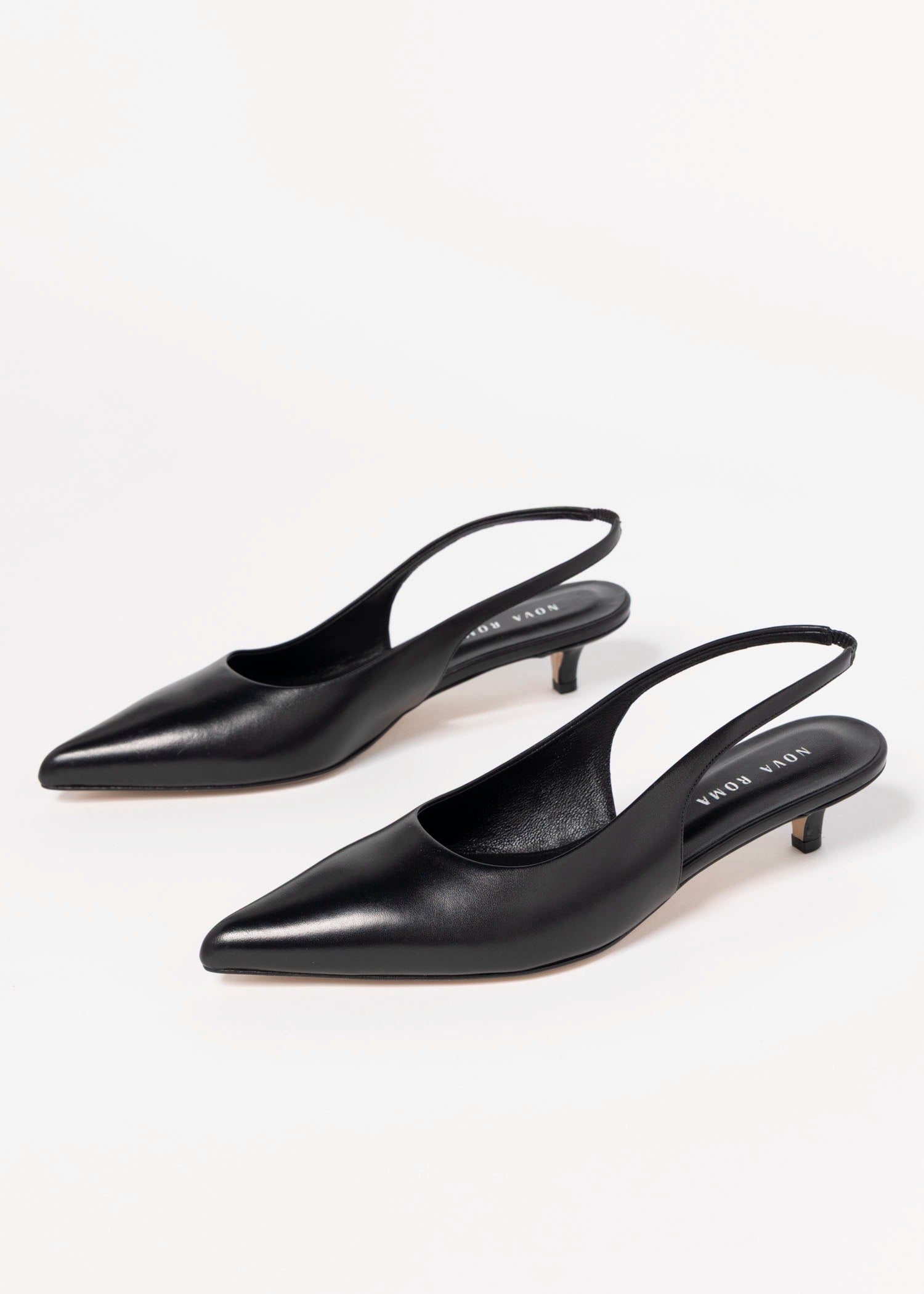 swatch_Black Leather kitten heel pump