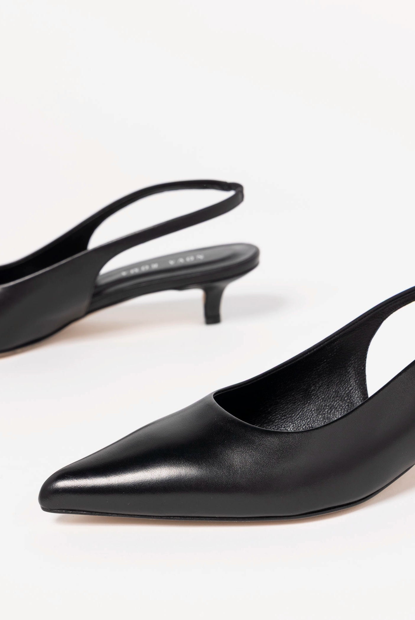 swatch_Black Leather kitten heel pump