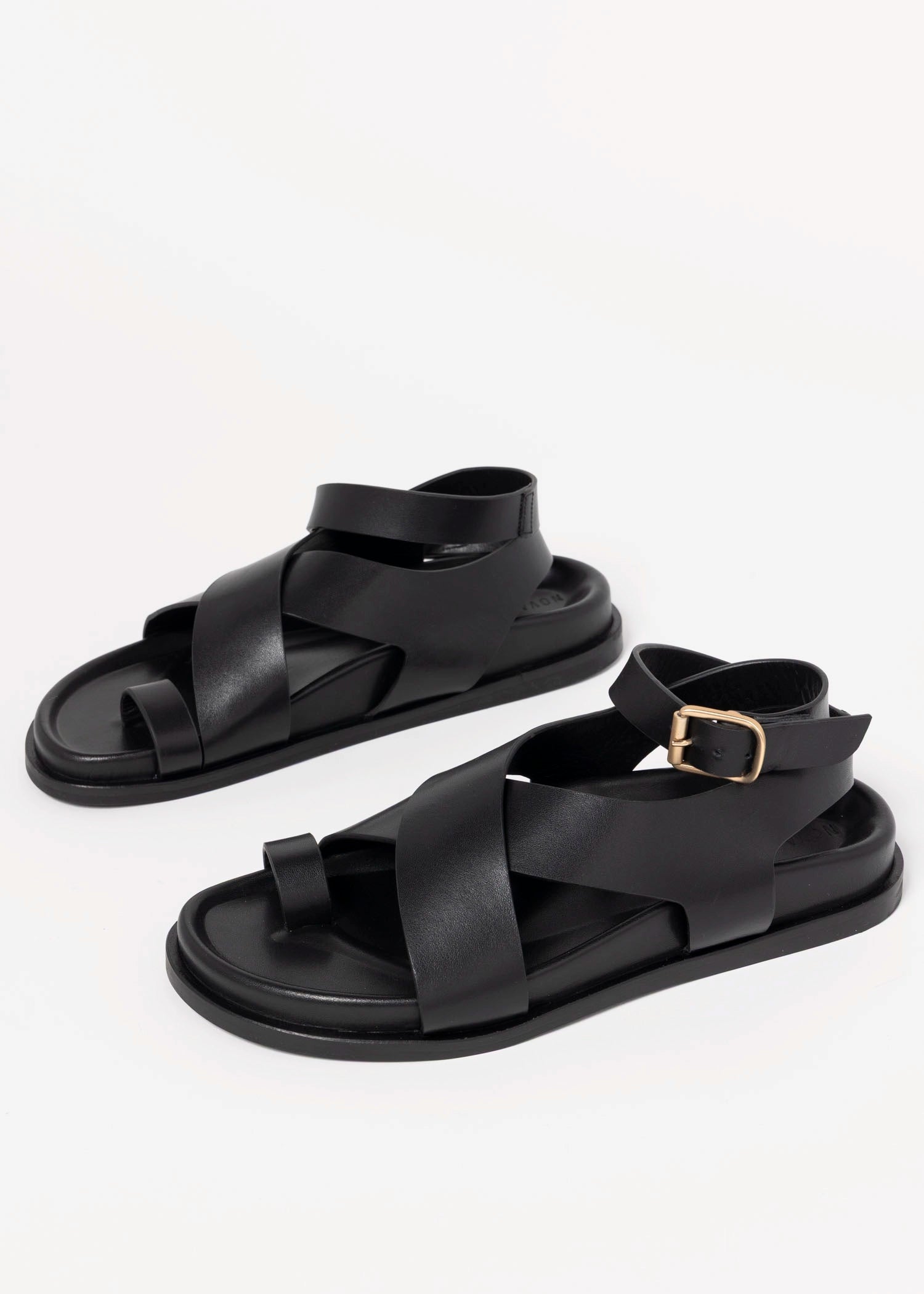 swatch_Black Leather leather footbed sandal