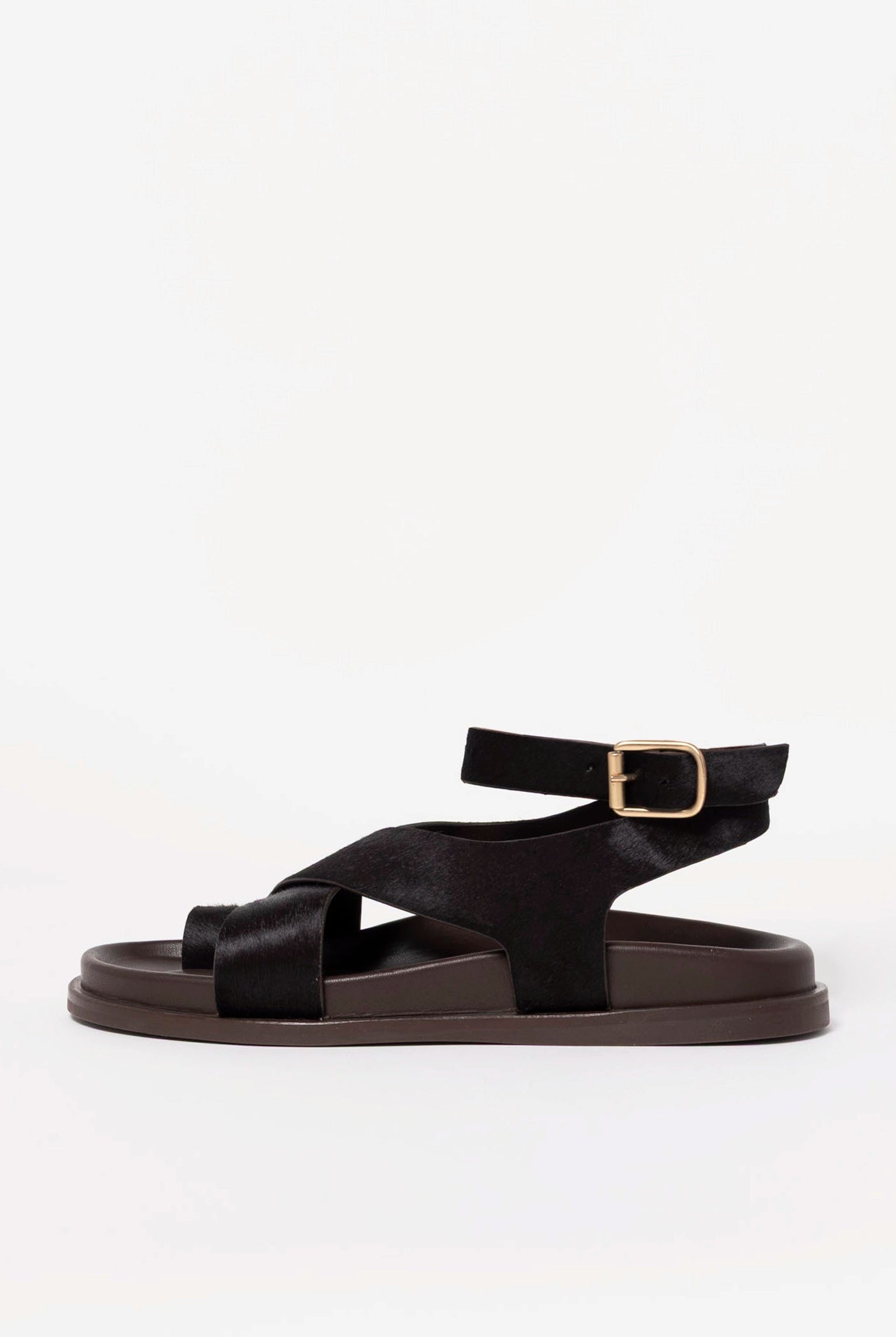 swatch_Brown Haircalf leather footbed sandal