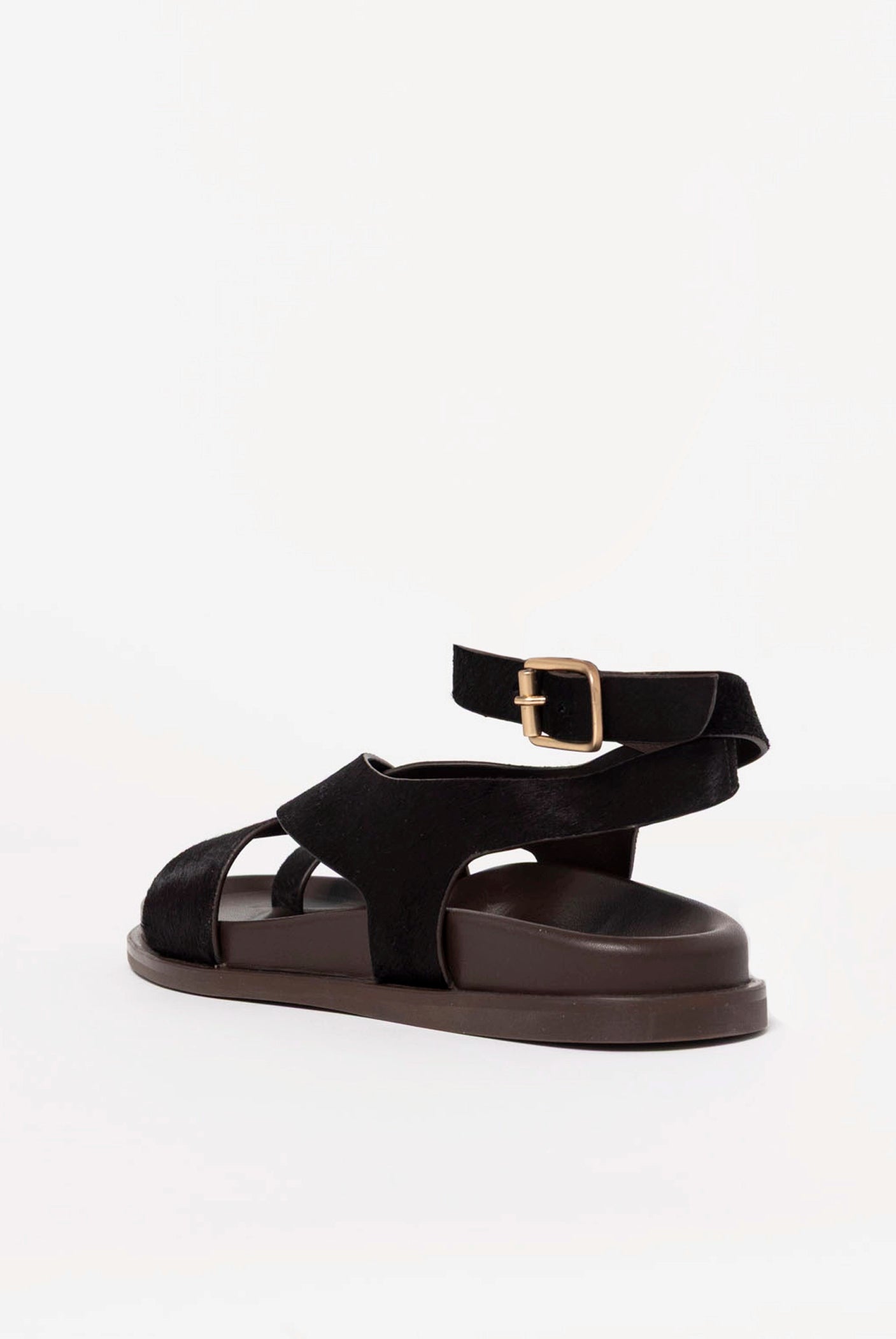 swatch_Brown Haircalf leather footbed sandal