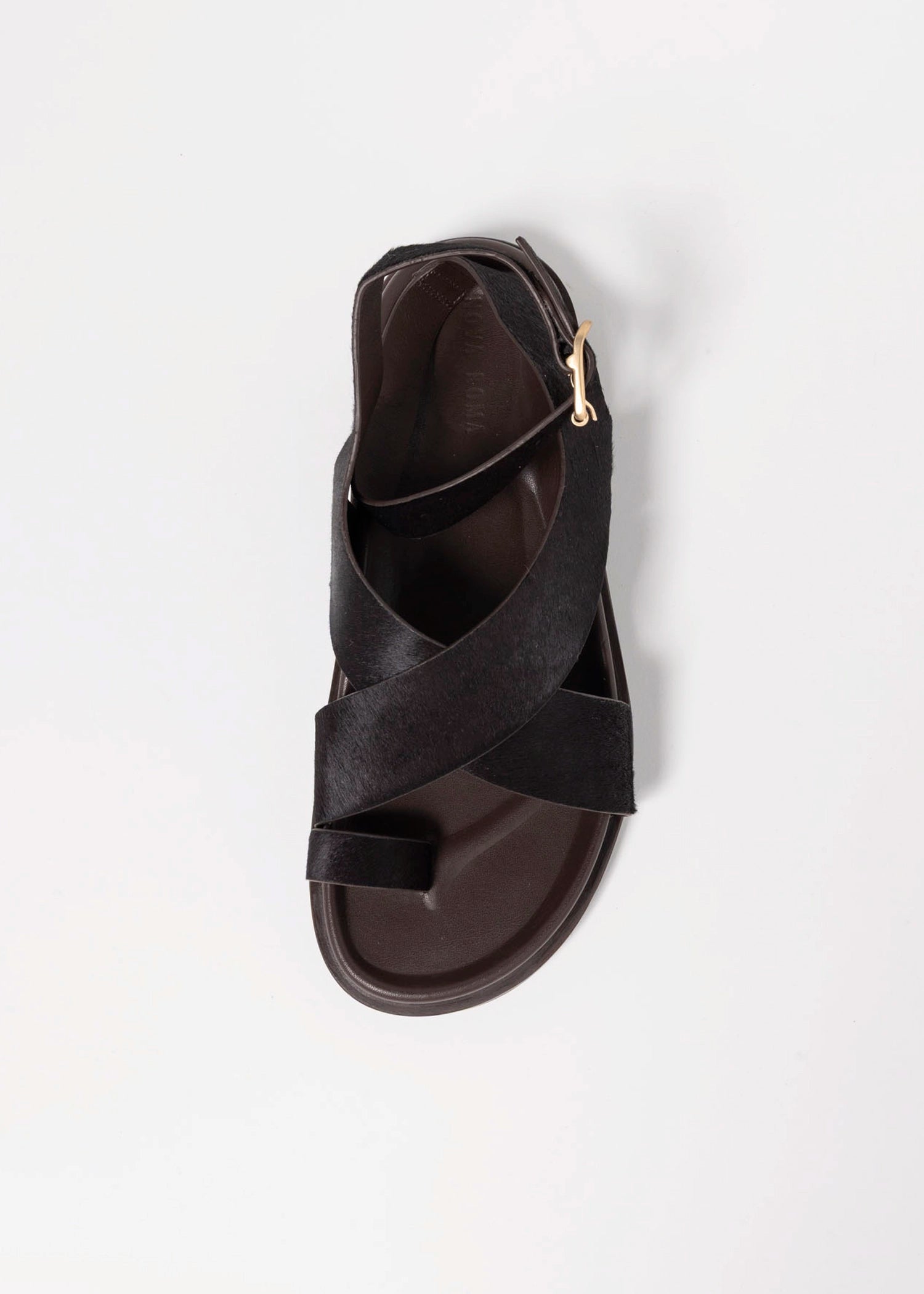 swatch_Brown Haircalf leather footbed sandal