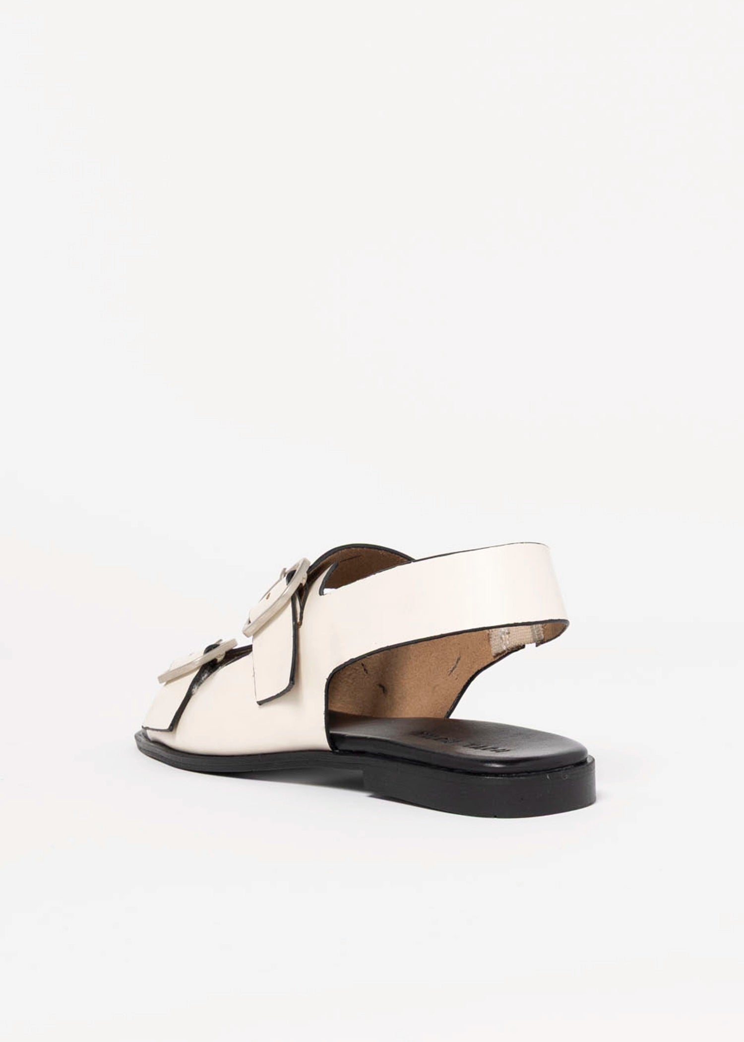 swatch_Off White Leather buckle flat sandal