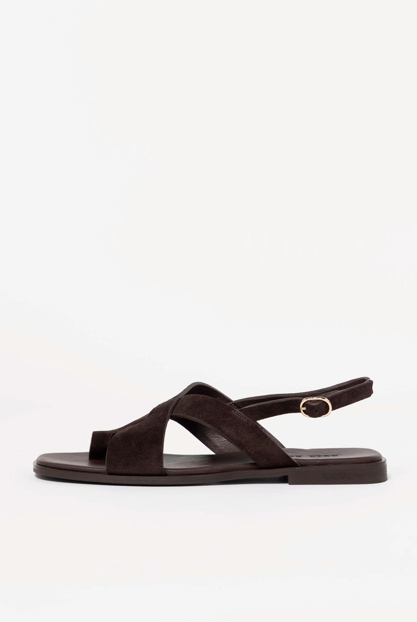 swatch_Dark Brown Suede flat sandal