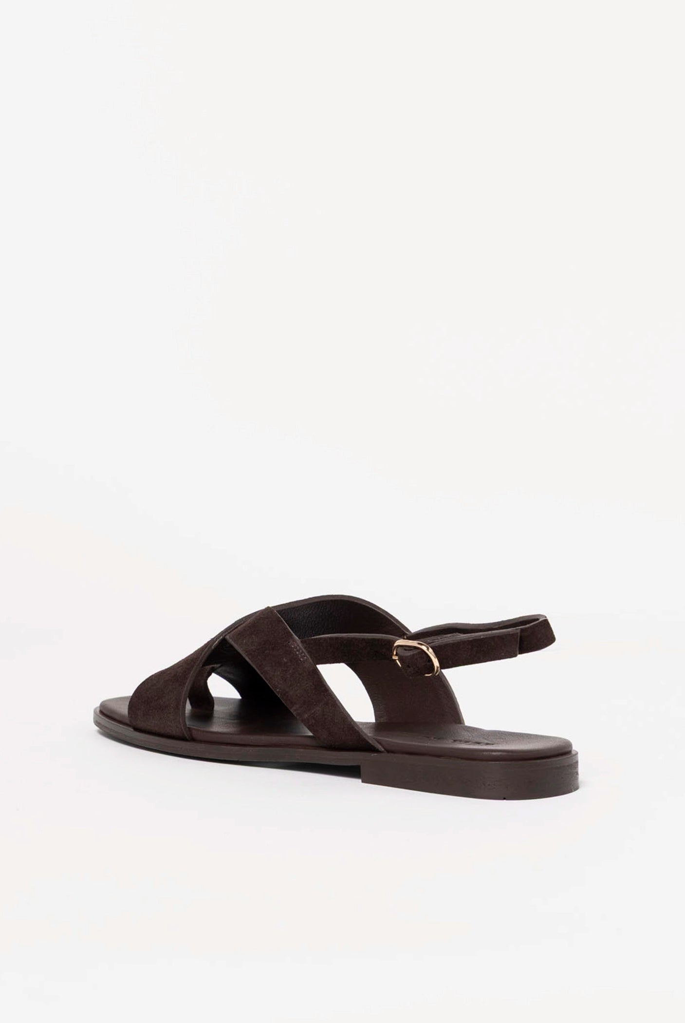 swatch_Dark Brown Suede flat sandal