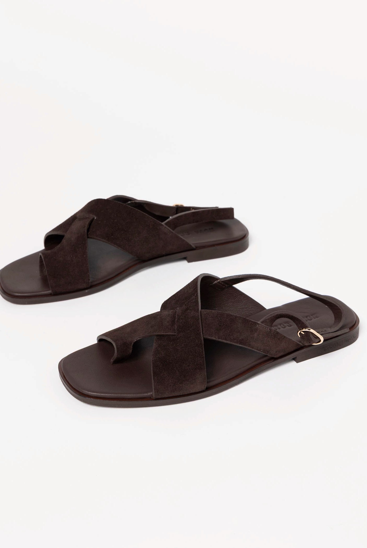 swatch_Dark Brown Suede flat sandal