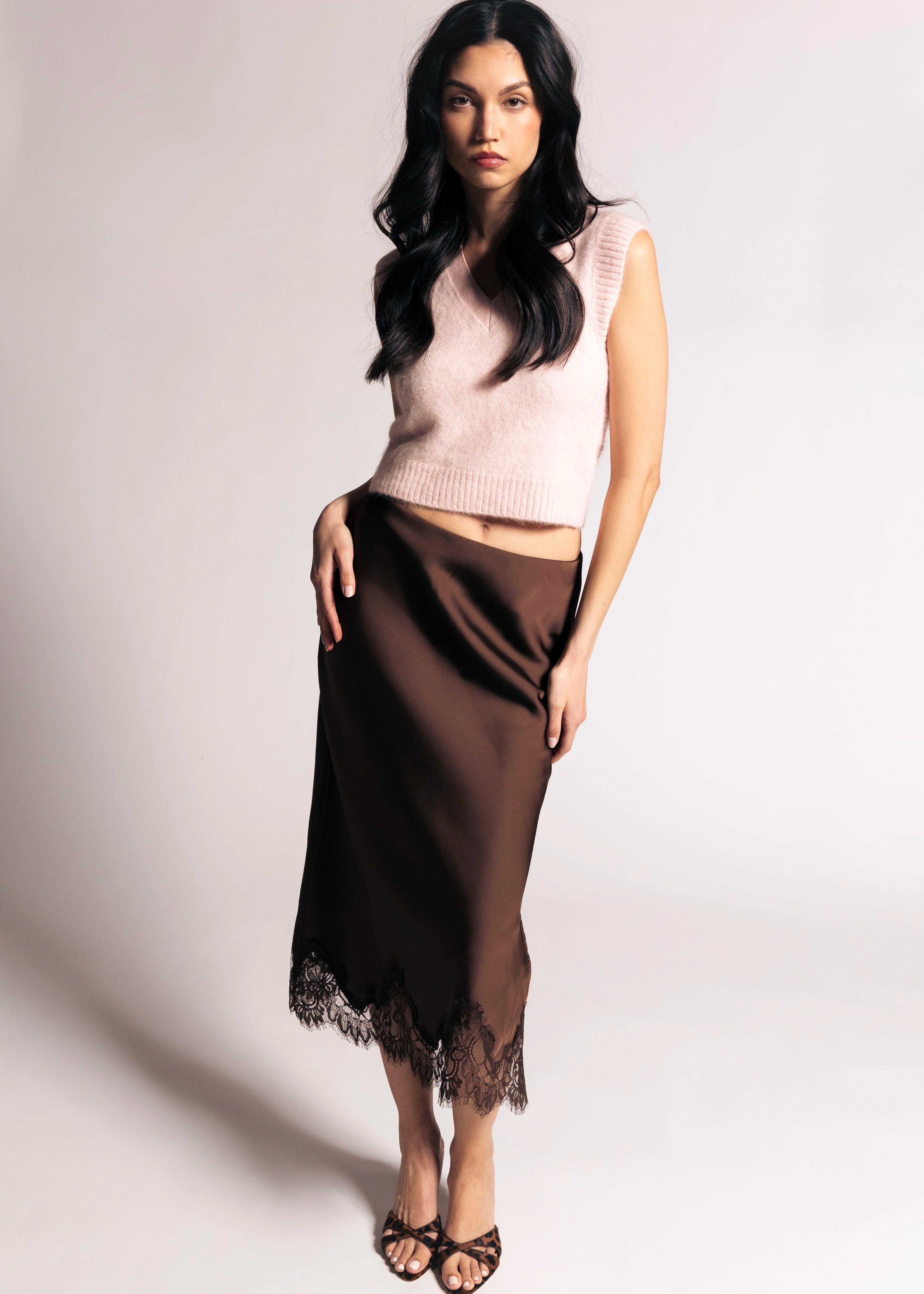 swatch_Dark Chocolate satin skirt skirts