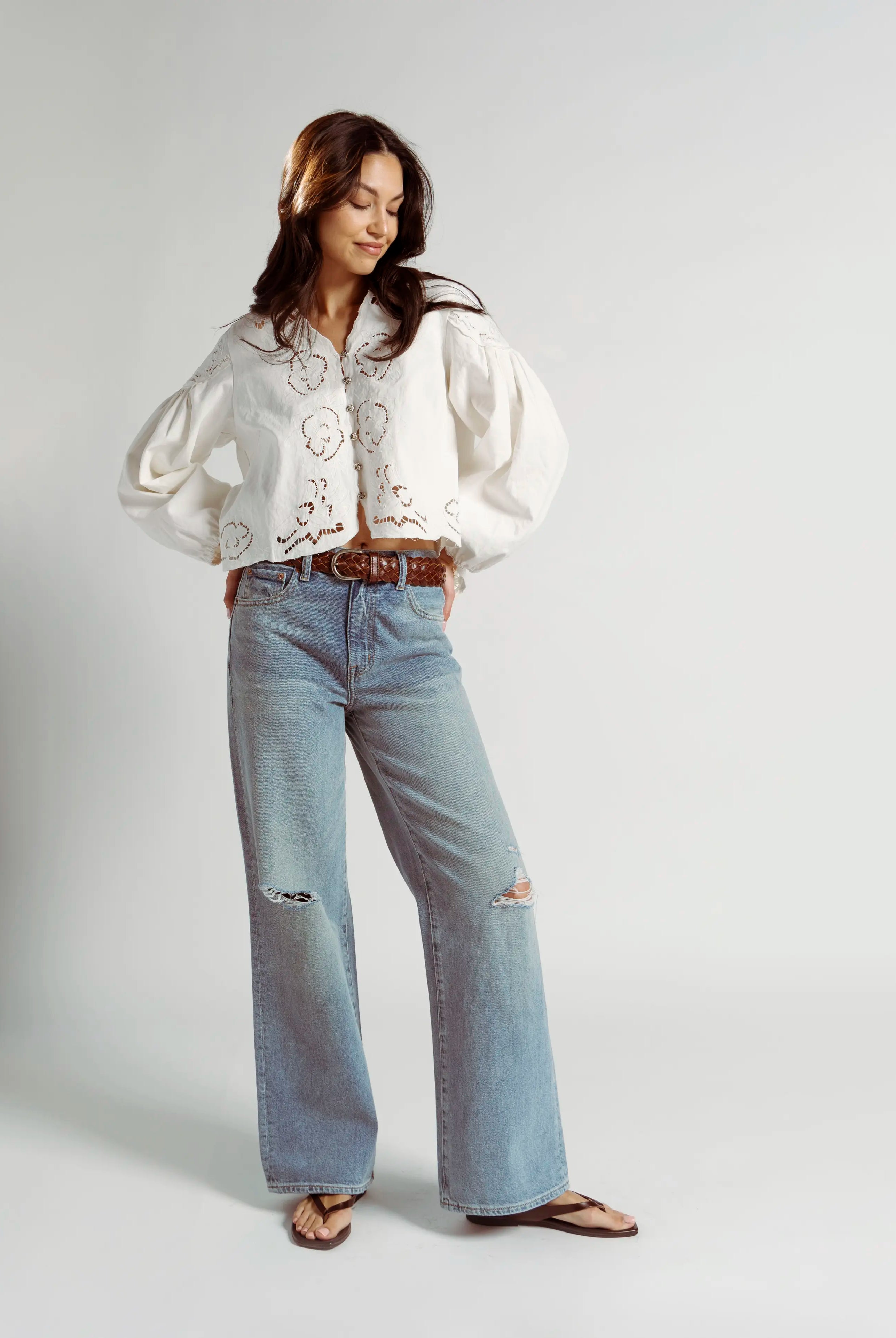 swatch_dark brown leather flat thong sandal flat sandals