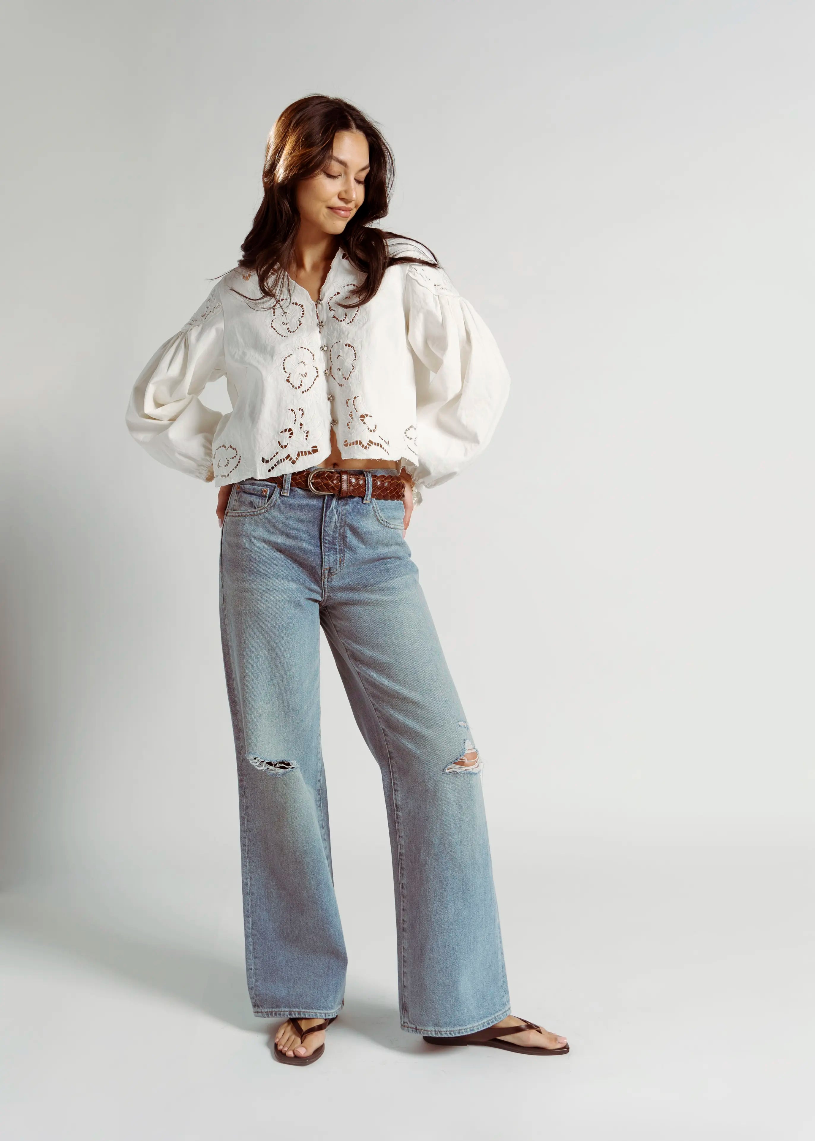 swatch_dark brown leather flat thong sandal flat sandals