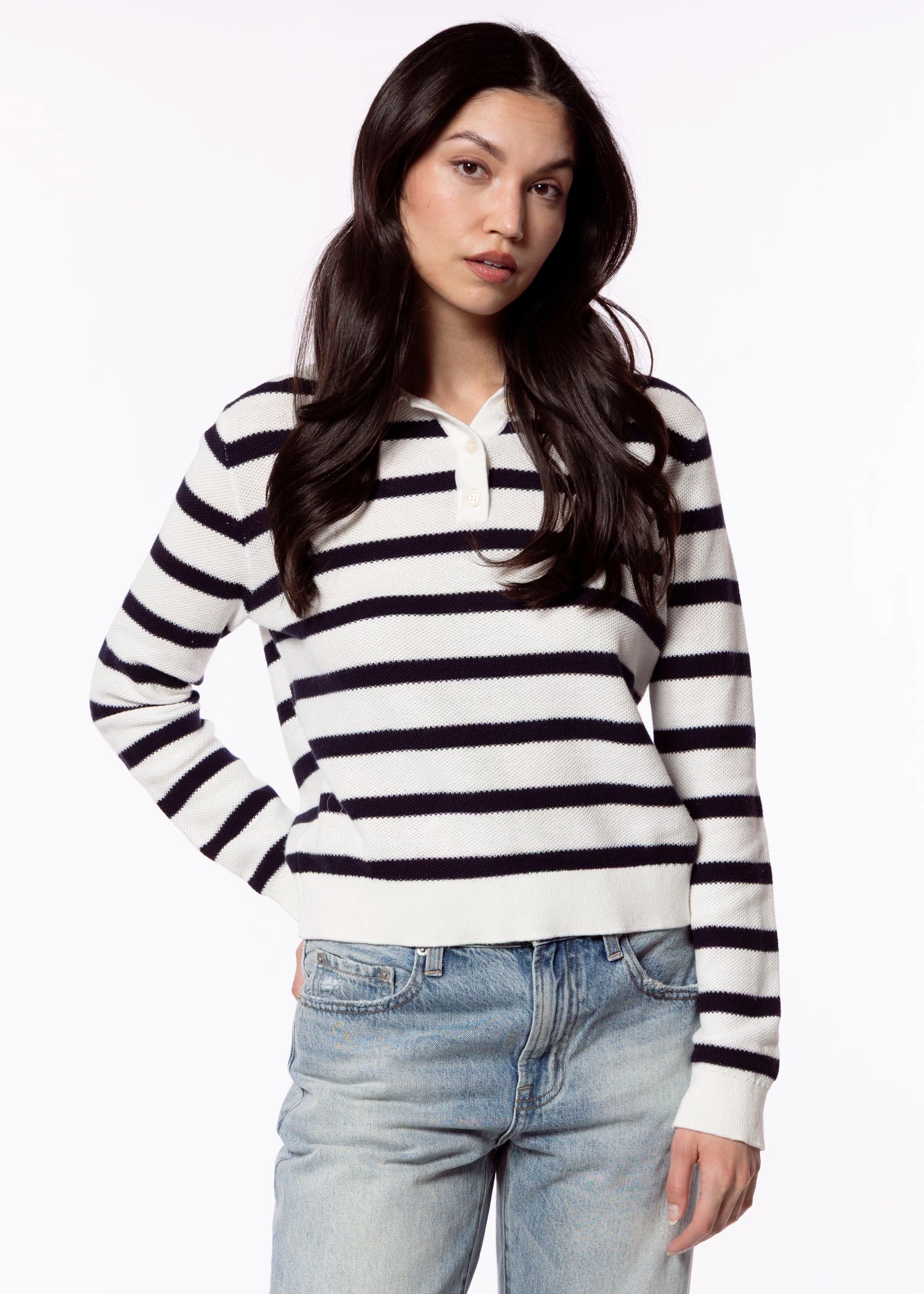 swatch_Chalk Combo stitches and stripes knit polo