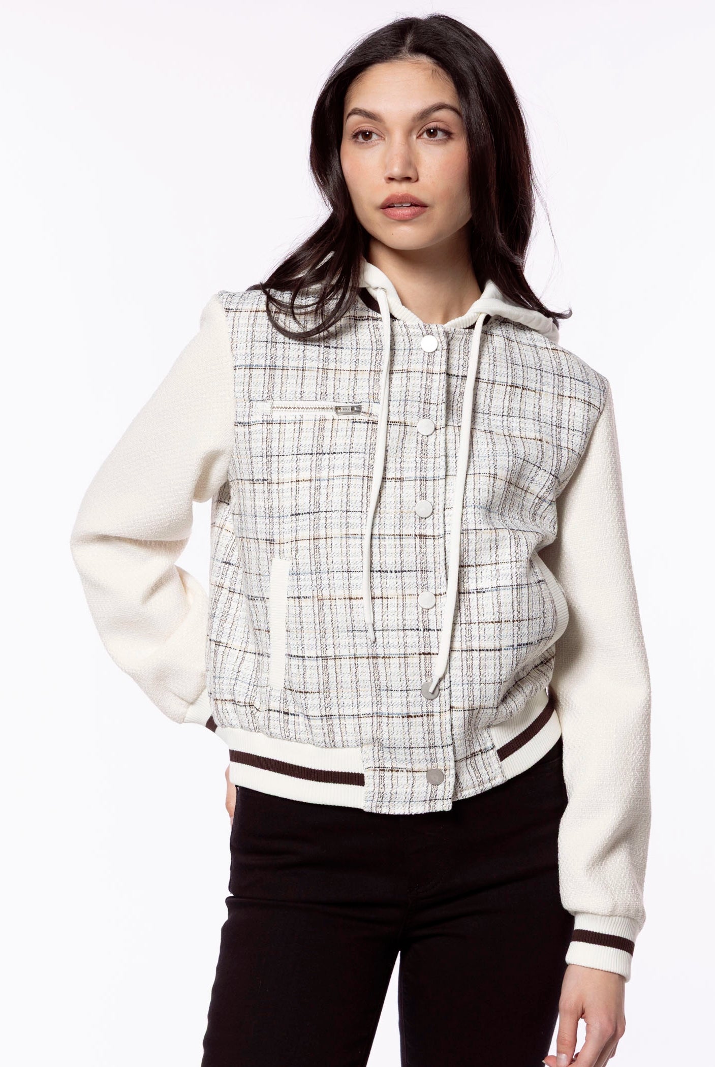 swatch_White Plaid central park west logan bomber jacket