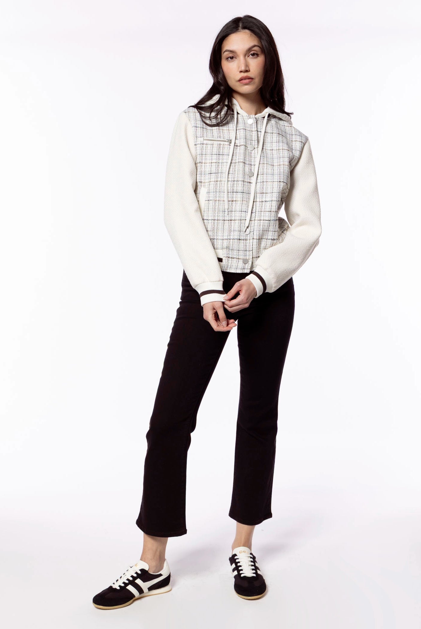 swatch_White Plaid central park west logan bomber jacket