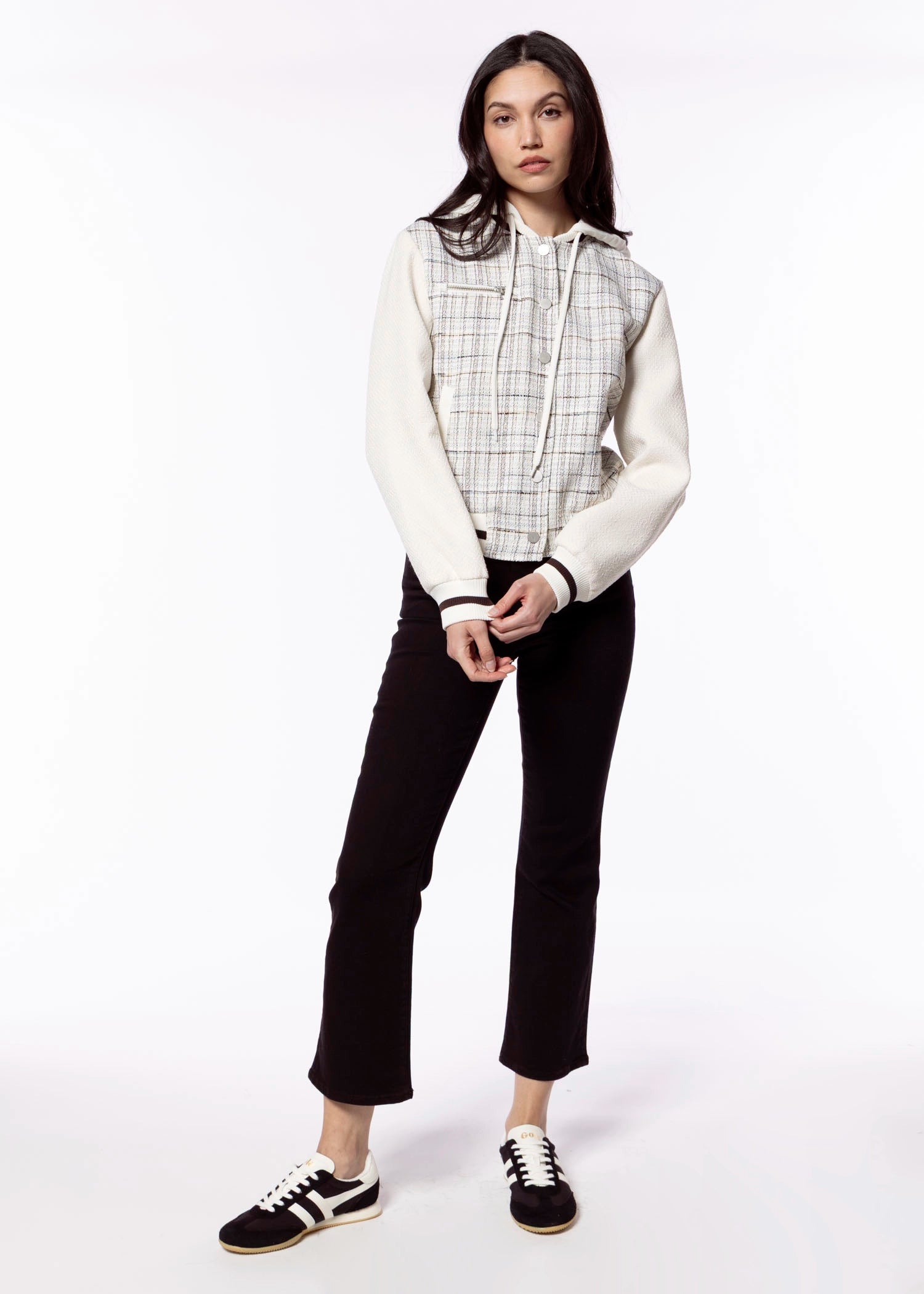 swatch_White Plaid central park west logan bomber jacket