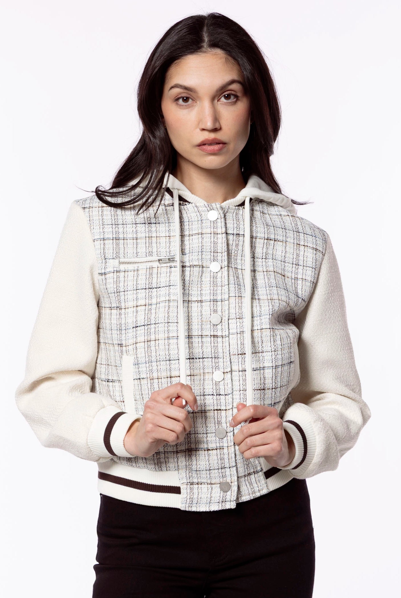 swatch_White Plaid central park west logan bomber jacket
