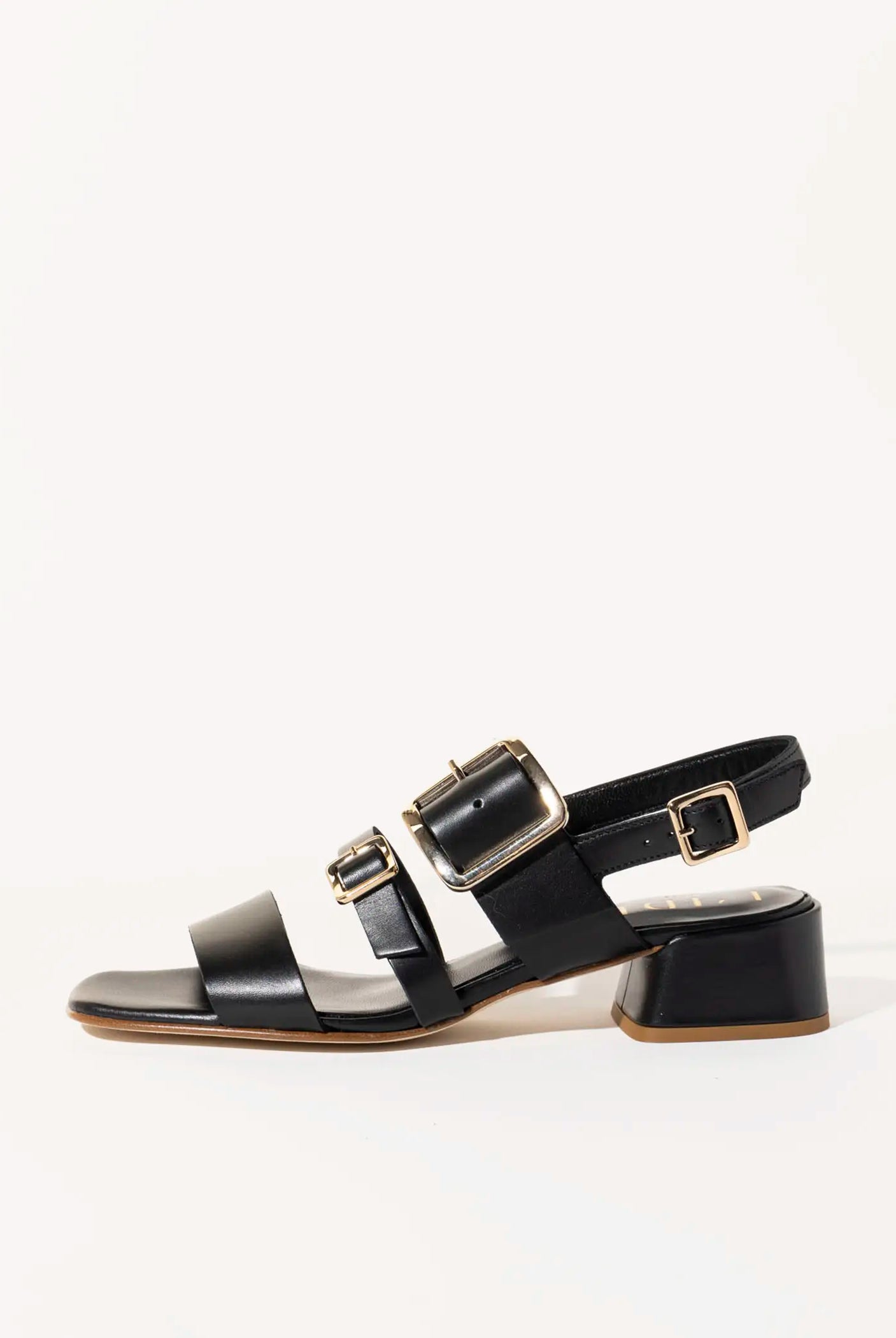 swatch_black leather heeled buckle sandal heeled sandals