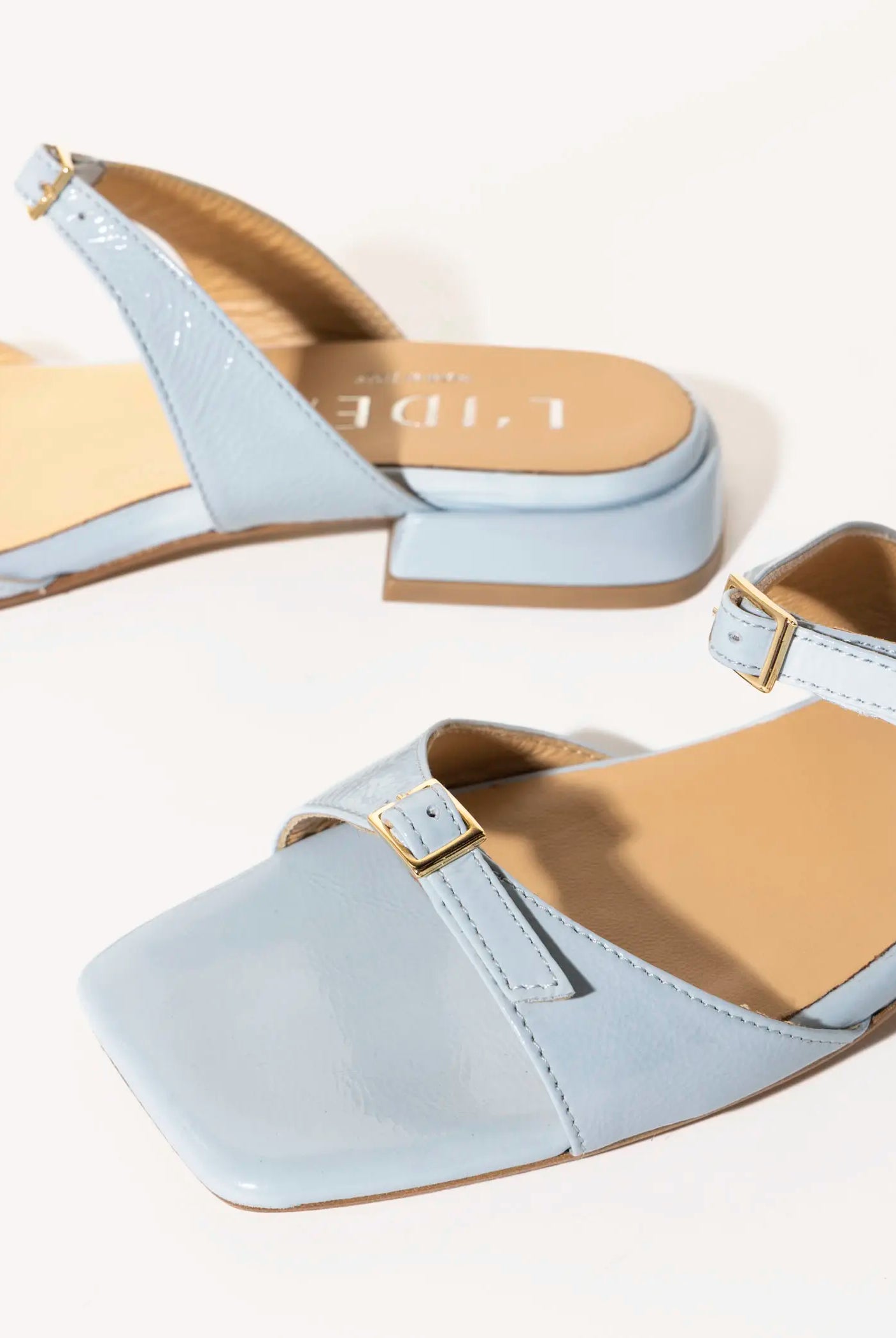 swatch_light blue patent laverne leather sandal flat sandals