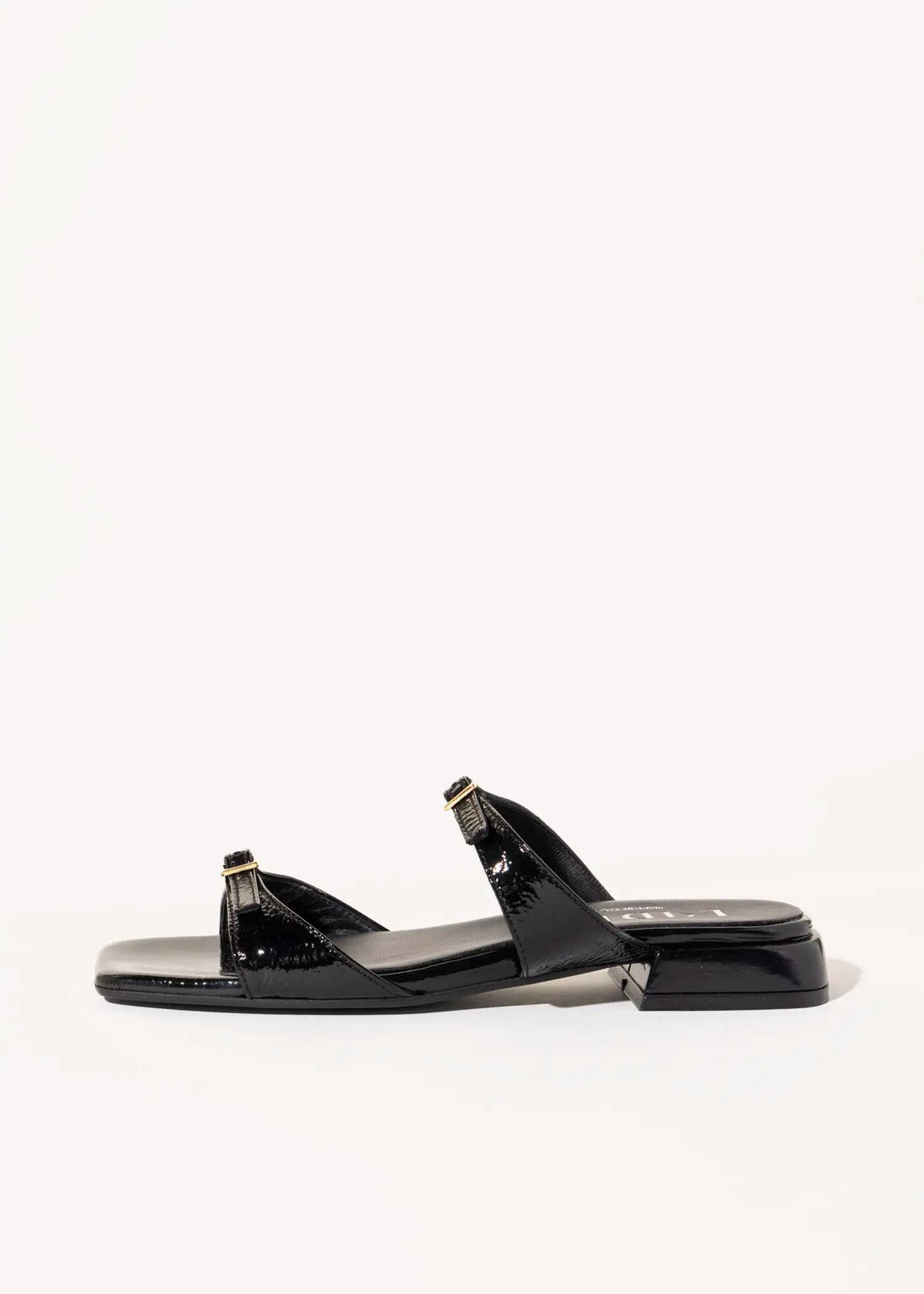 swatch_black patent laverne leather sandal flat sandals