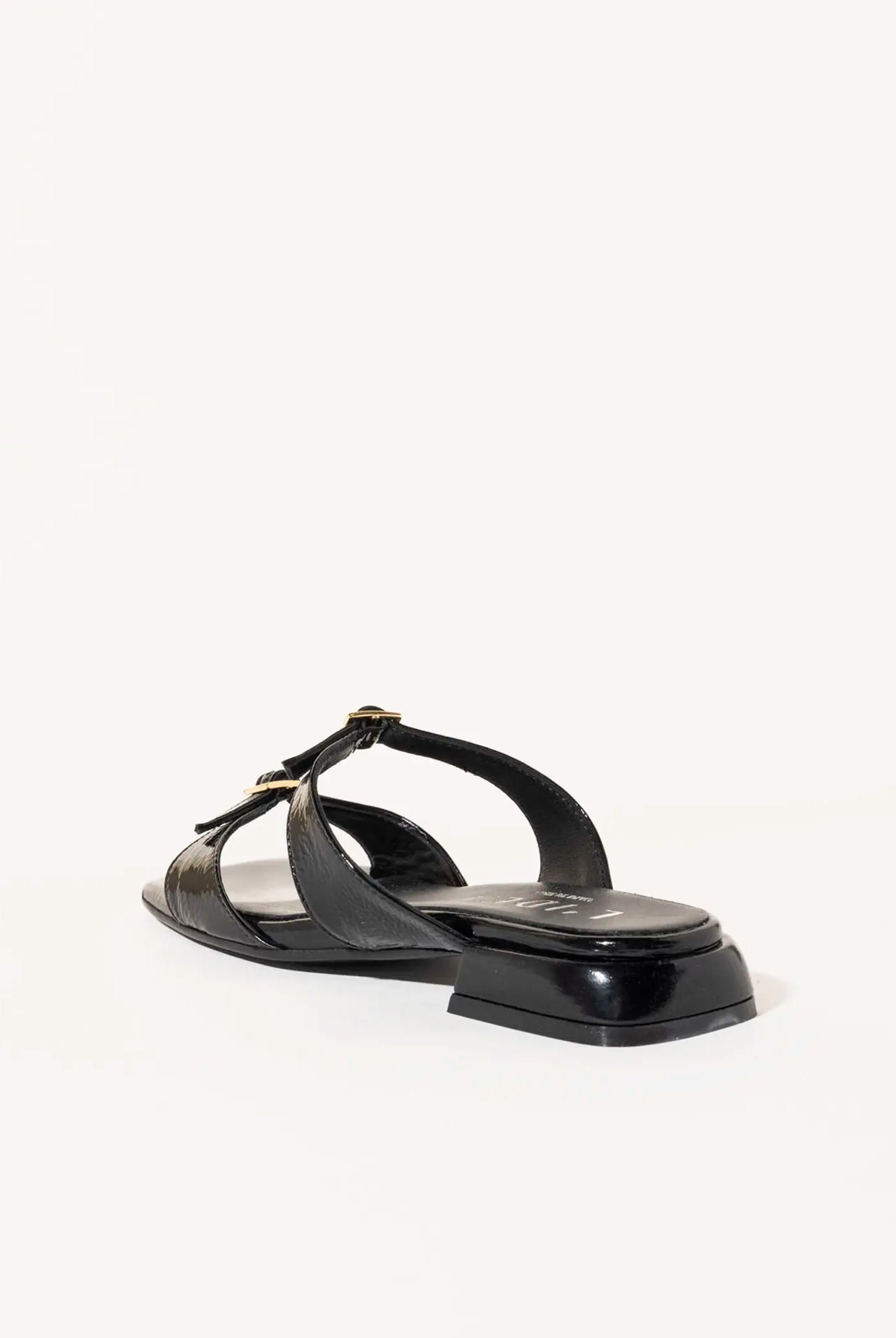 swatch_black patent laverne leather sandal flat sandals