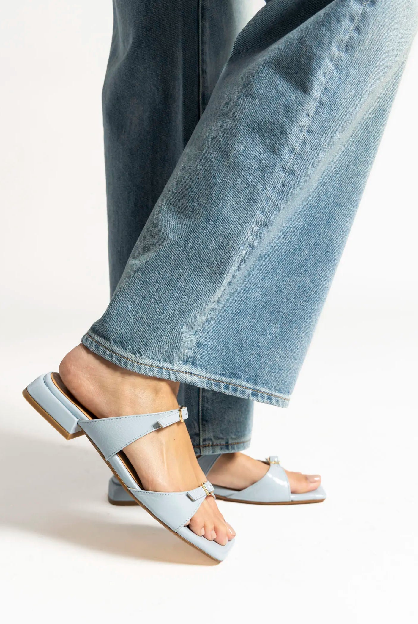 swatch_light blue patent laverne leather sandal flat sandals
