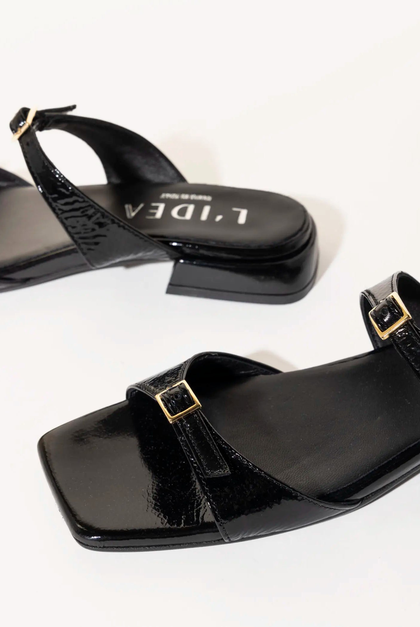swatch_black patent laverne leather sandal flat sandals