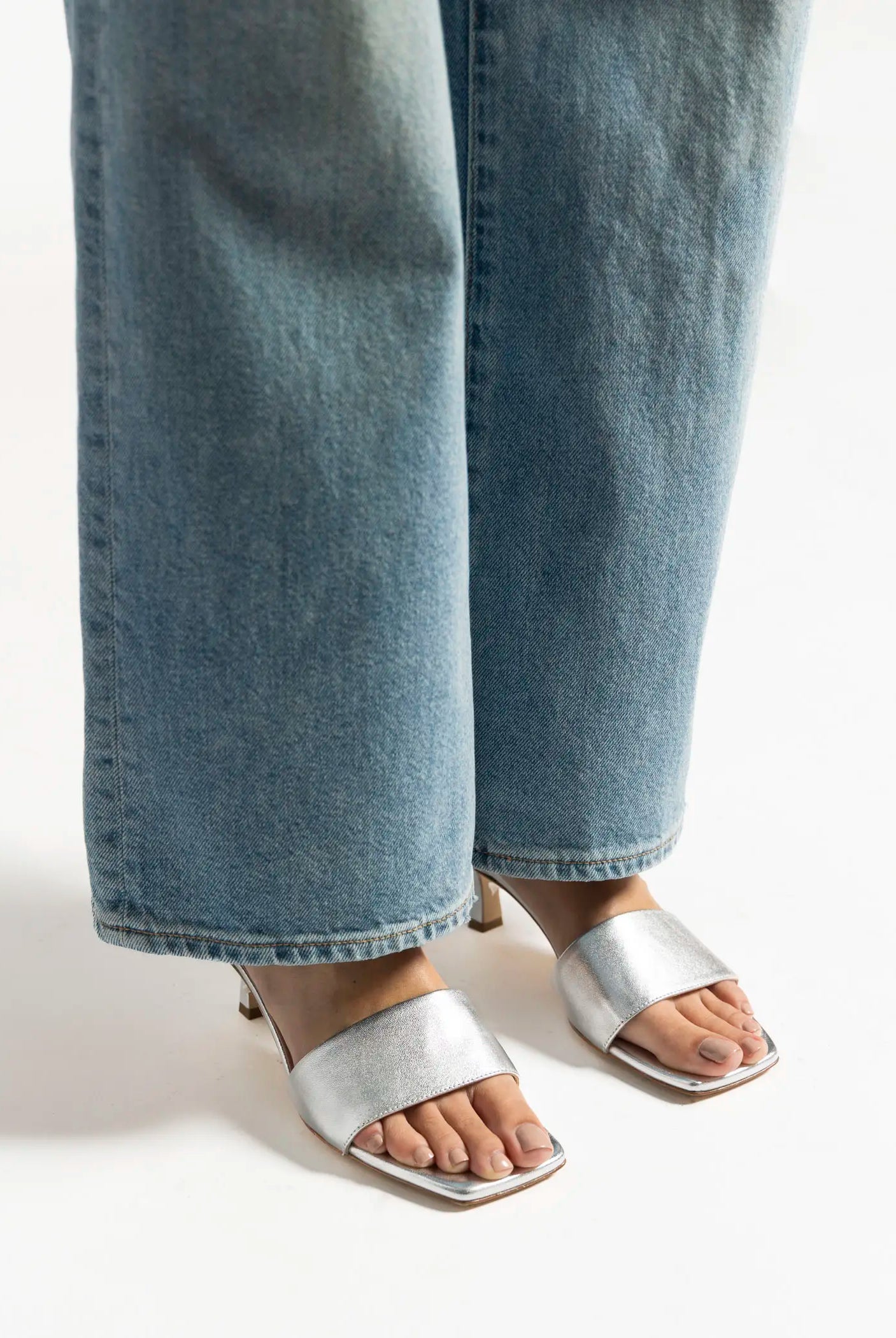 swatch_silver leather slide sandal heeled sandals