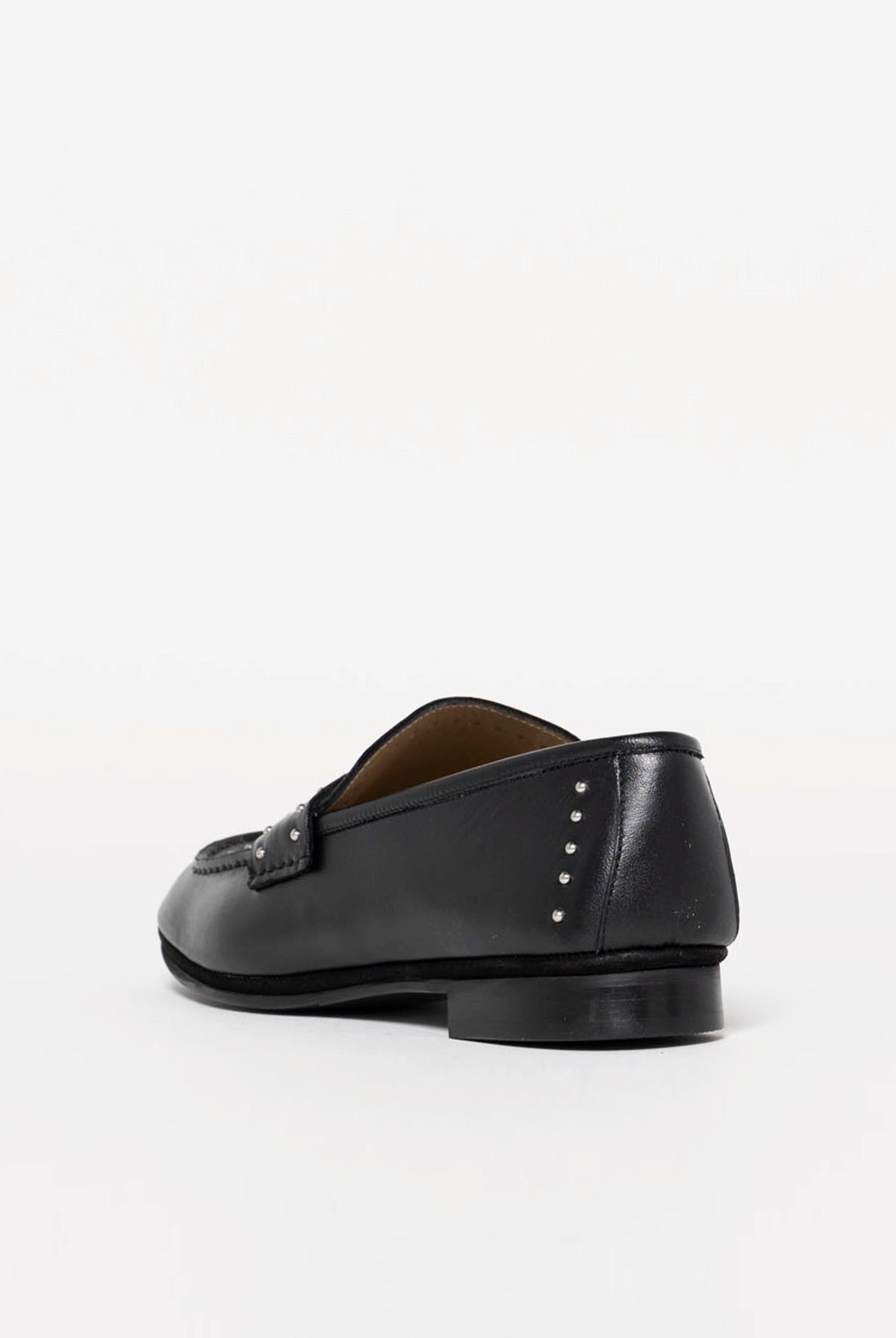 swatch_Black Leather studded loafer