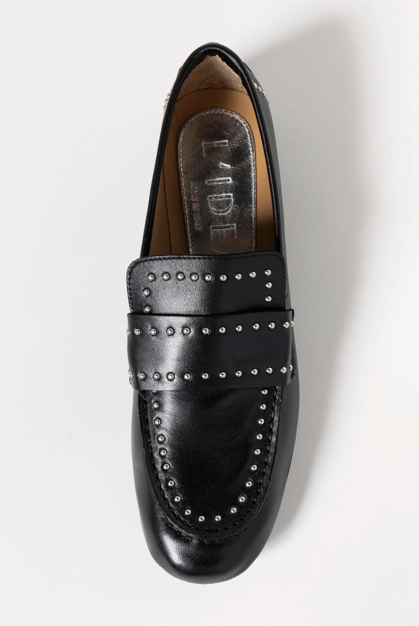 swatch_Black Leather studded loafer
