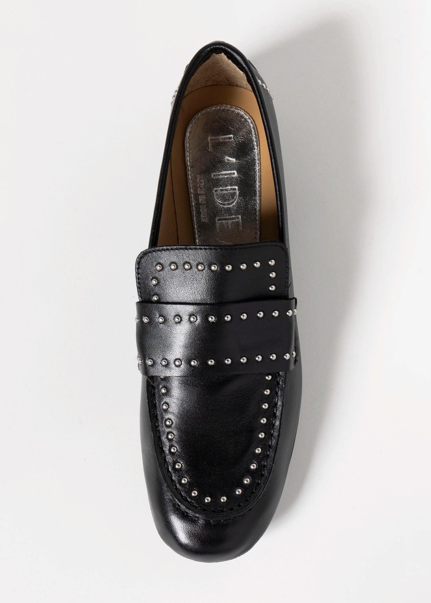 swatch_Black Leather studded loafer