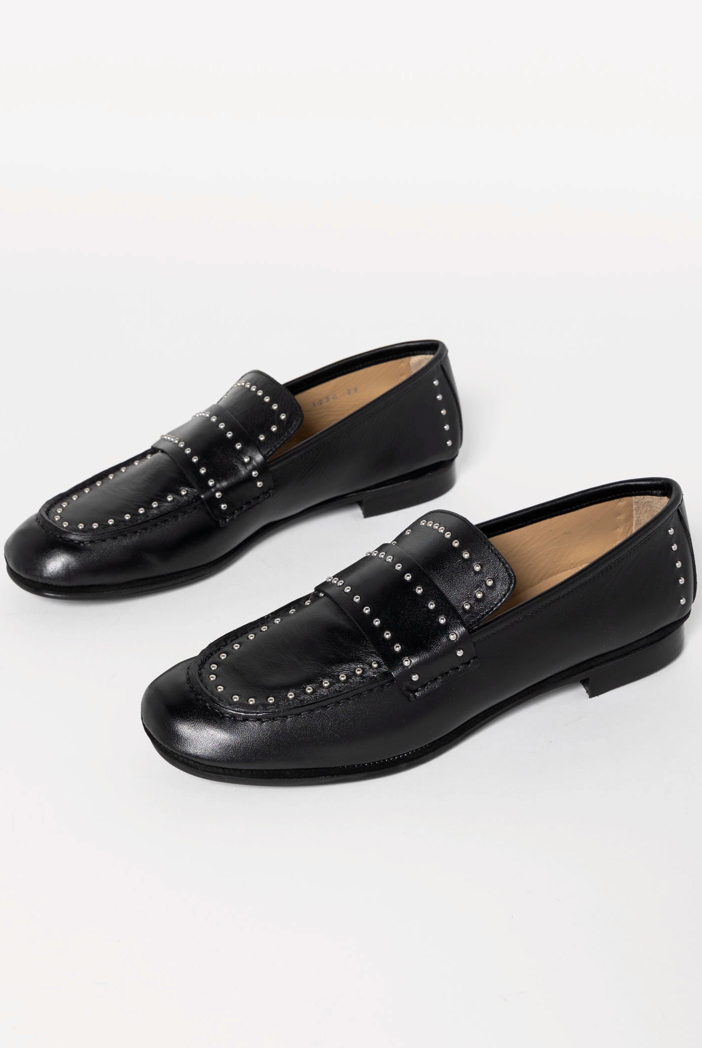 swatch_Black Leather studded loafer