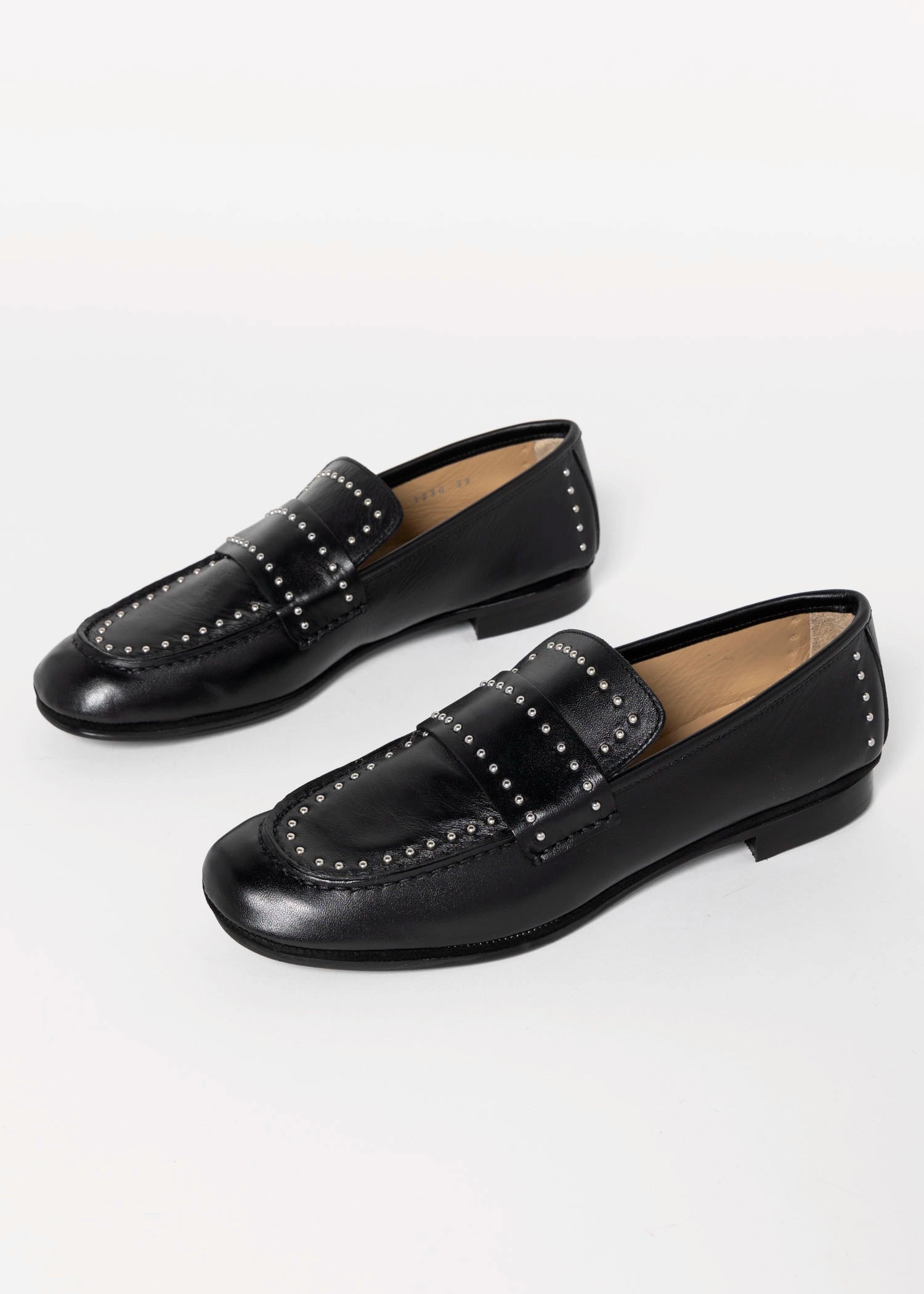 swatch_Black Leather studded loafer