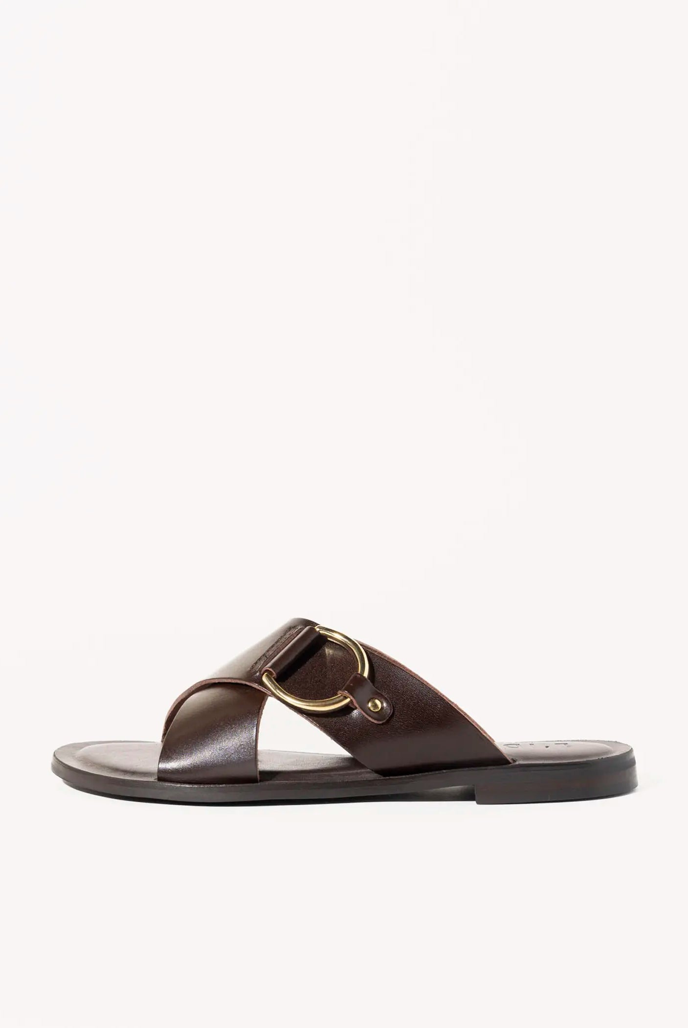 swatch_dark brown leather crossband flat sandal flat sandals