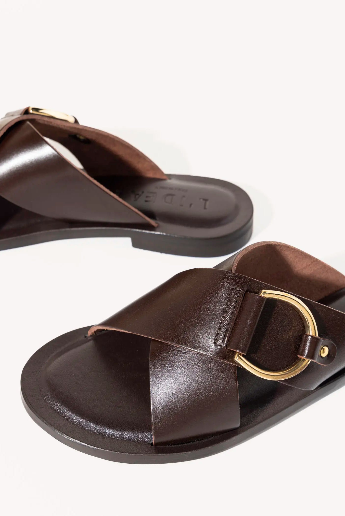 swatch_dark brown leather crossband flat sandal flat sandals