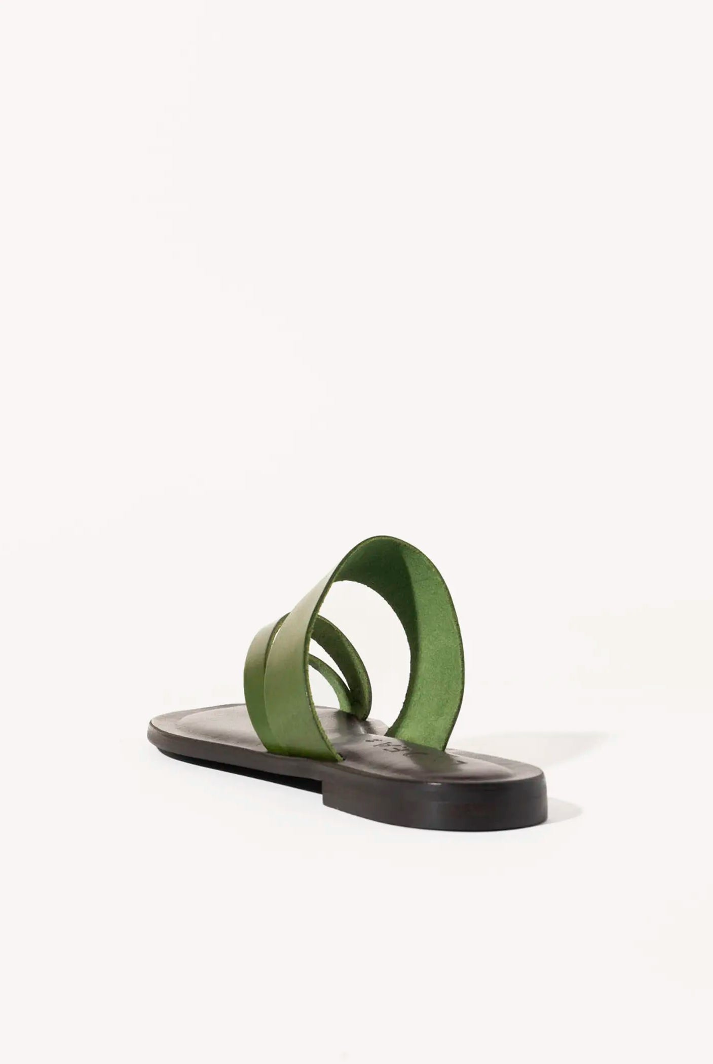 swatch_green leather leather toe ring sandal flat sandals