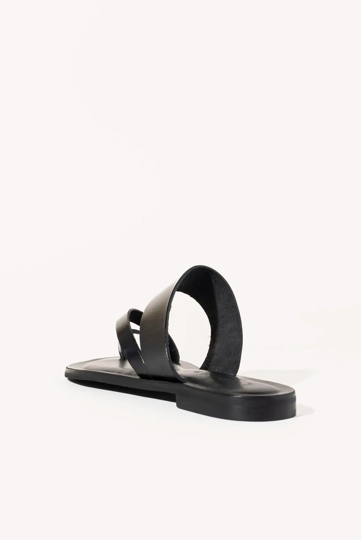 swatch_black leather leather toe ring sandal flat sandals