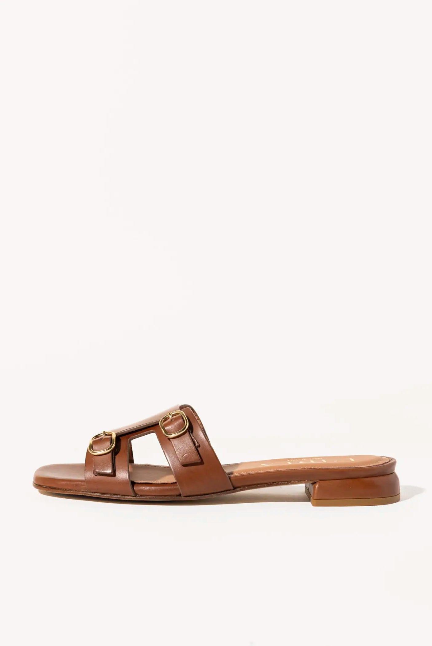 swatch_brown leather monk strap sandal flat sandals